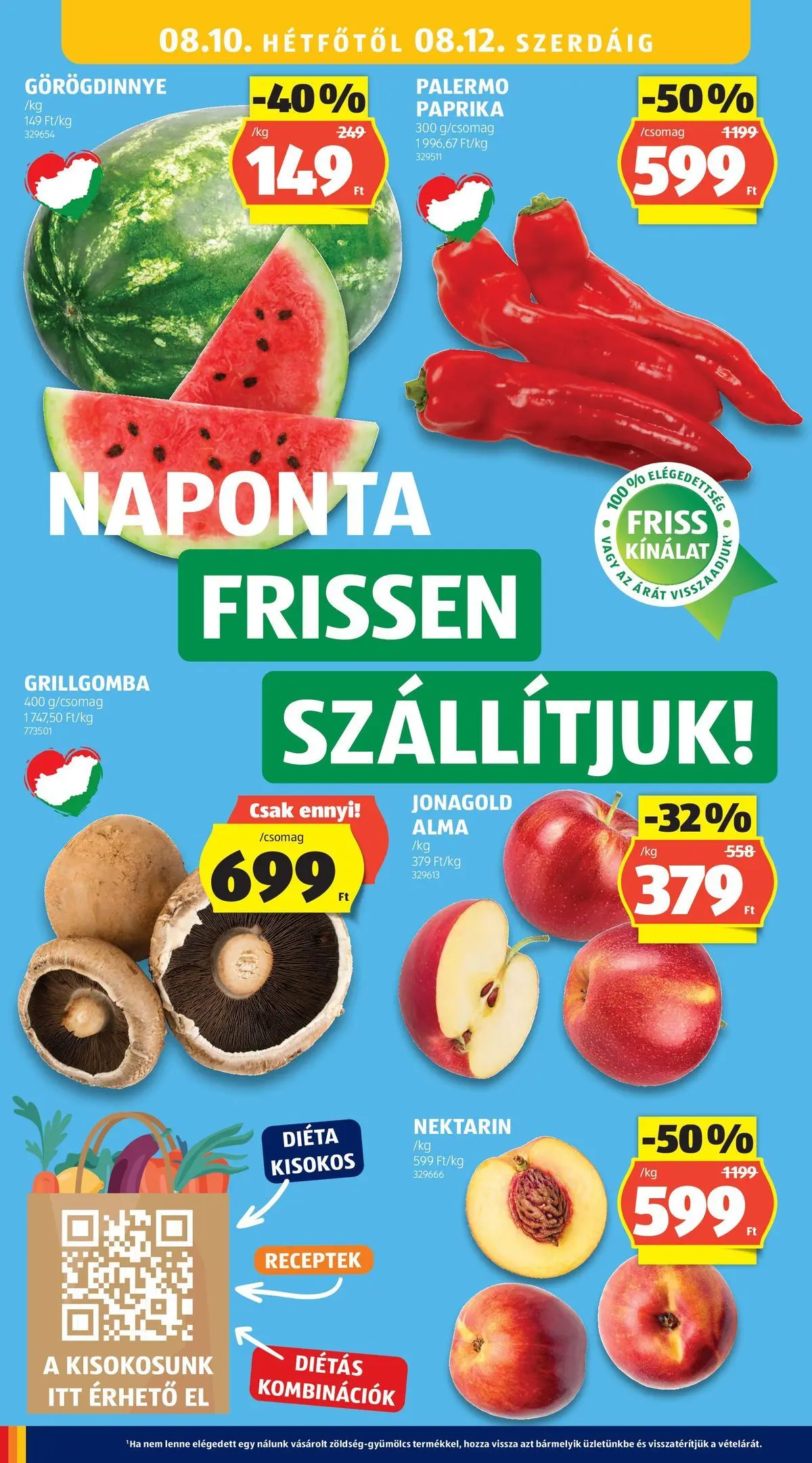 Aldi aktuális akciós újság - 2026.08.06. -tól/töl > akció, lapozható szórólap 🛍️ | Oldal: 16 | Termékek: Nektarin, Görögdinnye, Alma