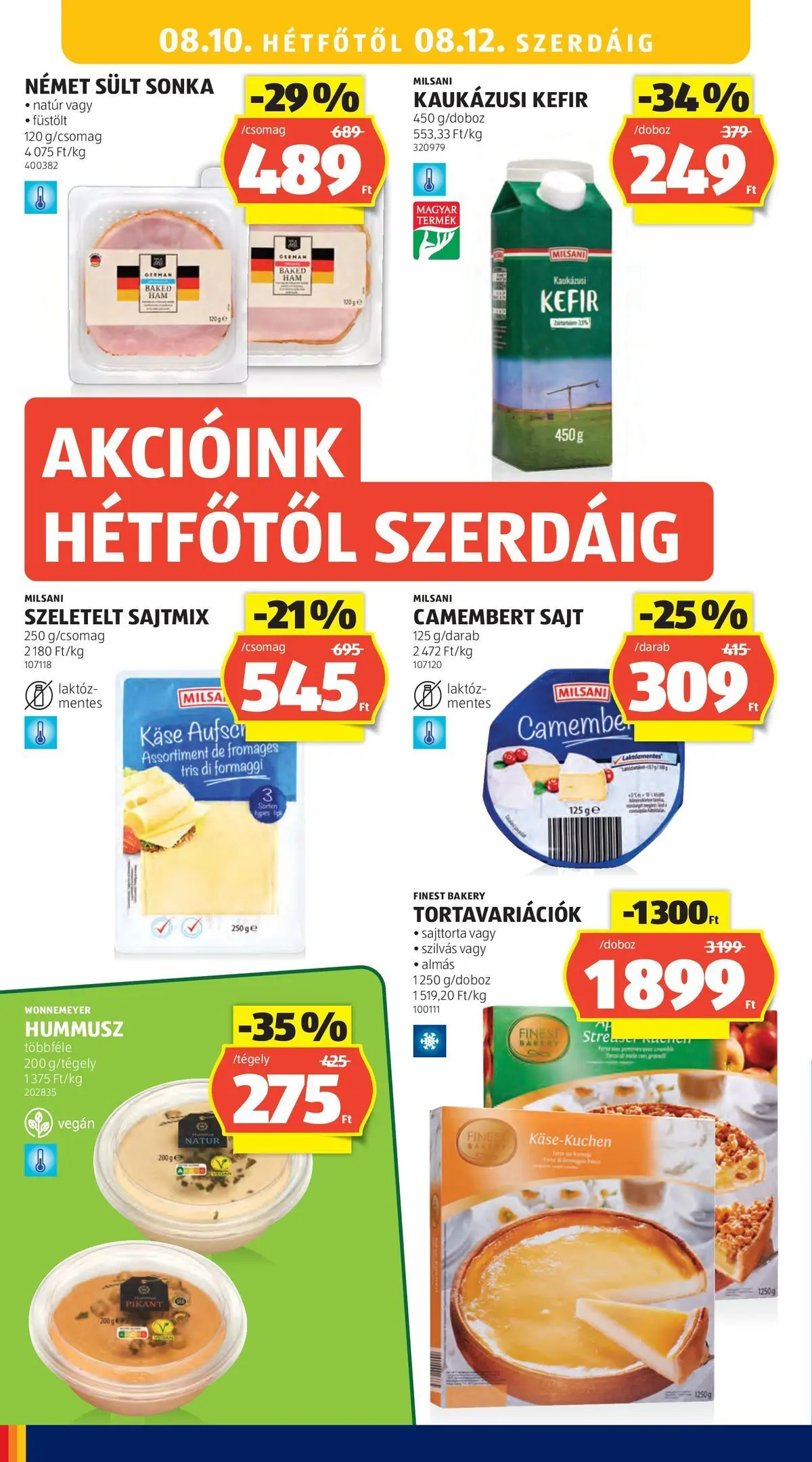 Aldi aktuális akciós újság - 2026.08.06. -tól/töl > akció, lapozható szórólap 🛍️ | Oldal: 20 | Termékek: Sajttorta, Sonka, Kaukázusi kefír, Vegán
