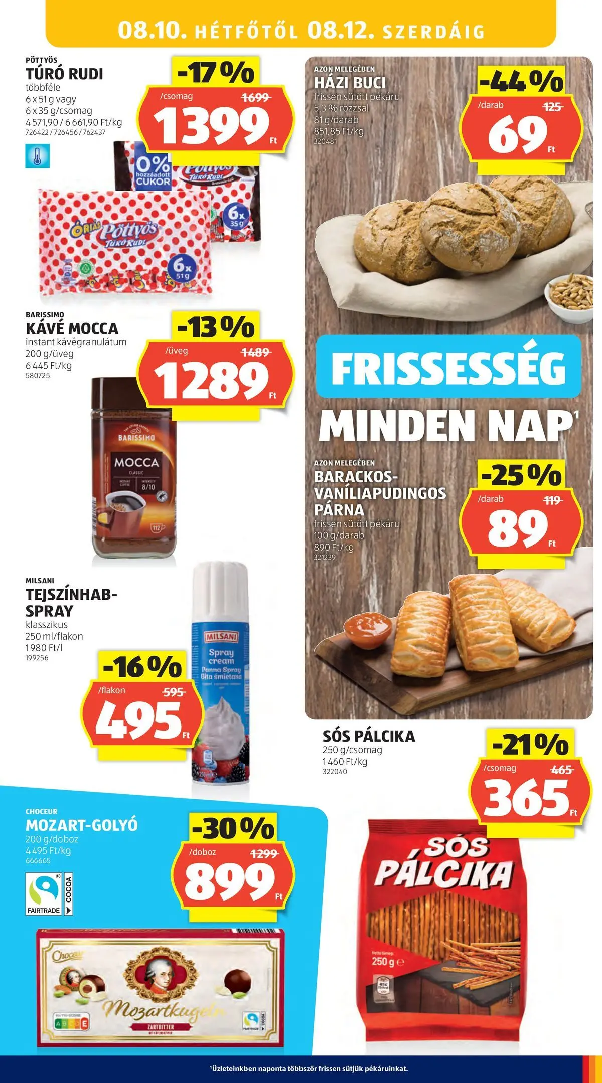 Aldi aktuális akciós újság - 2026.08.06. -tól/töl > akció, lapozható szórólap 🛍️ | Oldal: 21 | Termékek: Túró rudi, Párna, Tejszínhab, Túró
