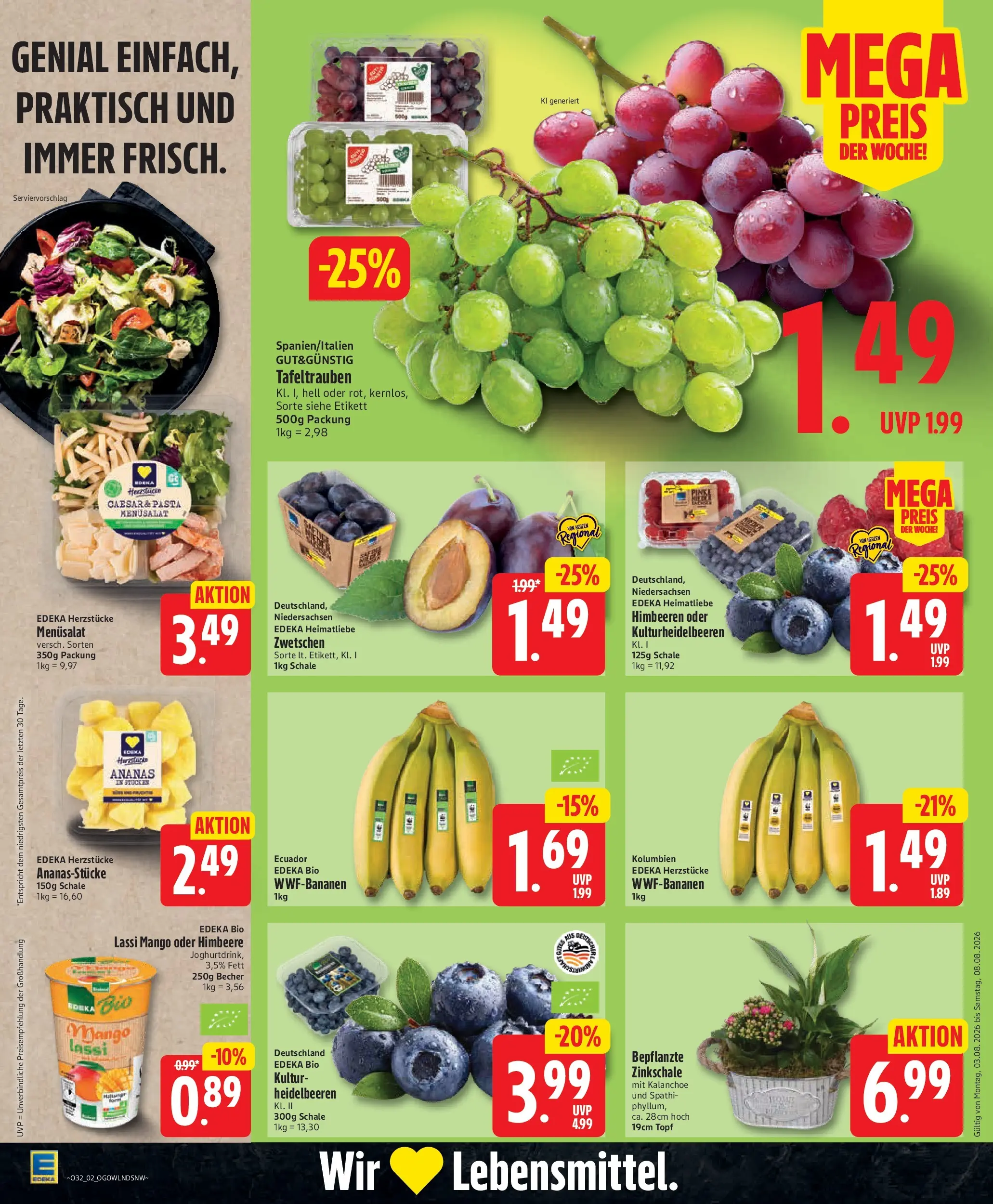 Edeka Jubiläumshandzettel Schomacker (ab 03.08.2026) » Angebote Online | Seite: 4 | Produkte: Himbeeren, Mango, Himbeere, Pasta