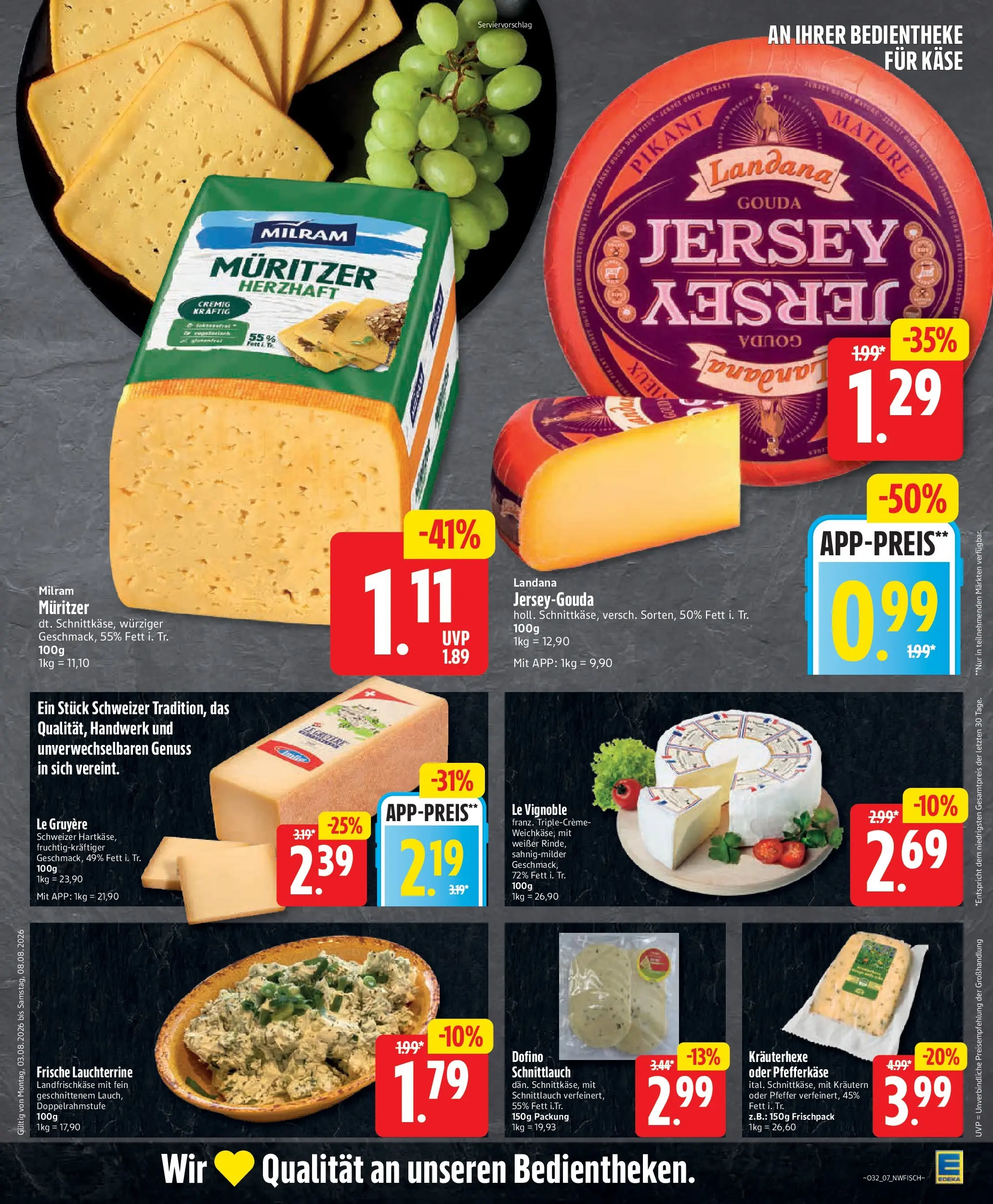 Edeka Jubiläumshandzettel Schomacker (ab 03.08.2026) » Angebote Online | Seite: 9 | Produkte: Käse, Gouda, Milram, Pfeffer