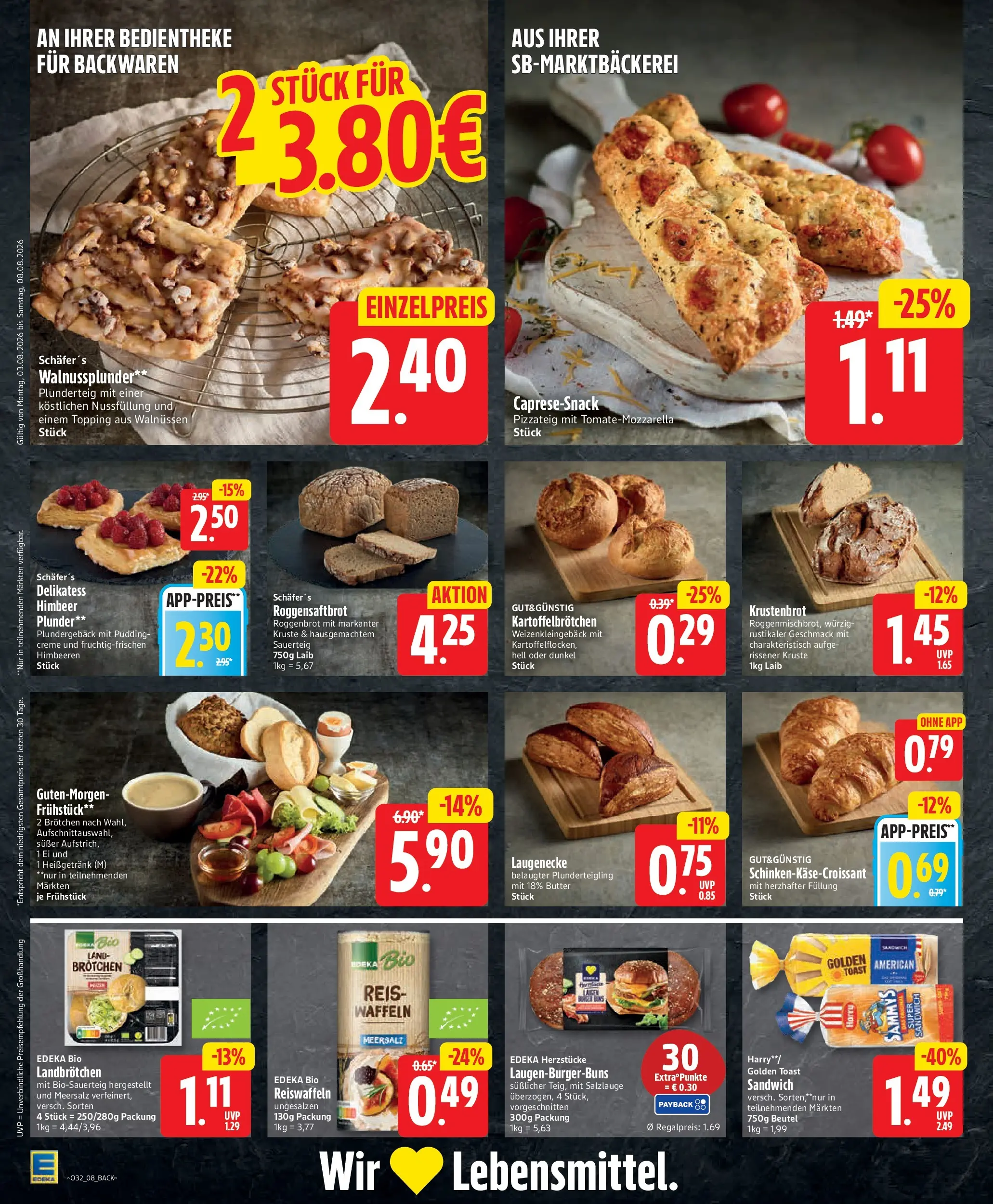 Edeka Jubiläumshandzettel Schomacker (ab 03.08.2026) » Angebote Online | Seite: 10 | Produkte: Himbeeren, Butter, Toast, Reis