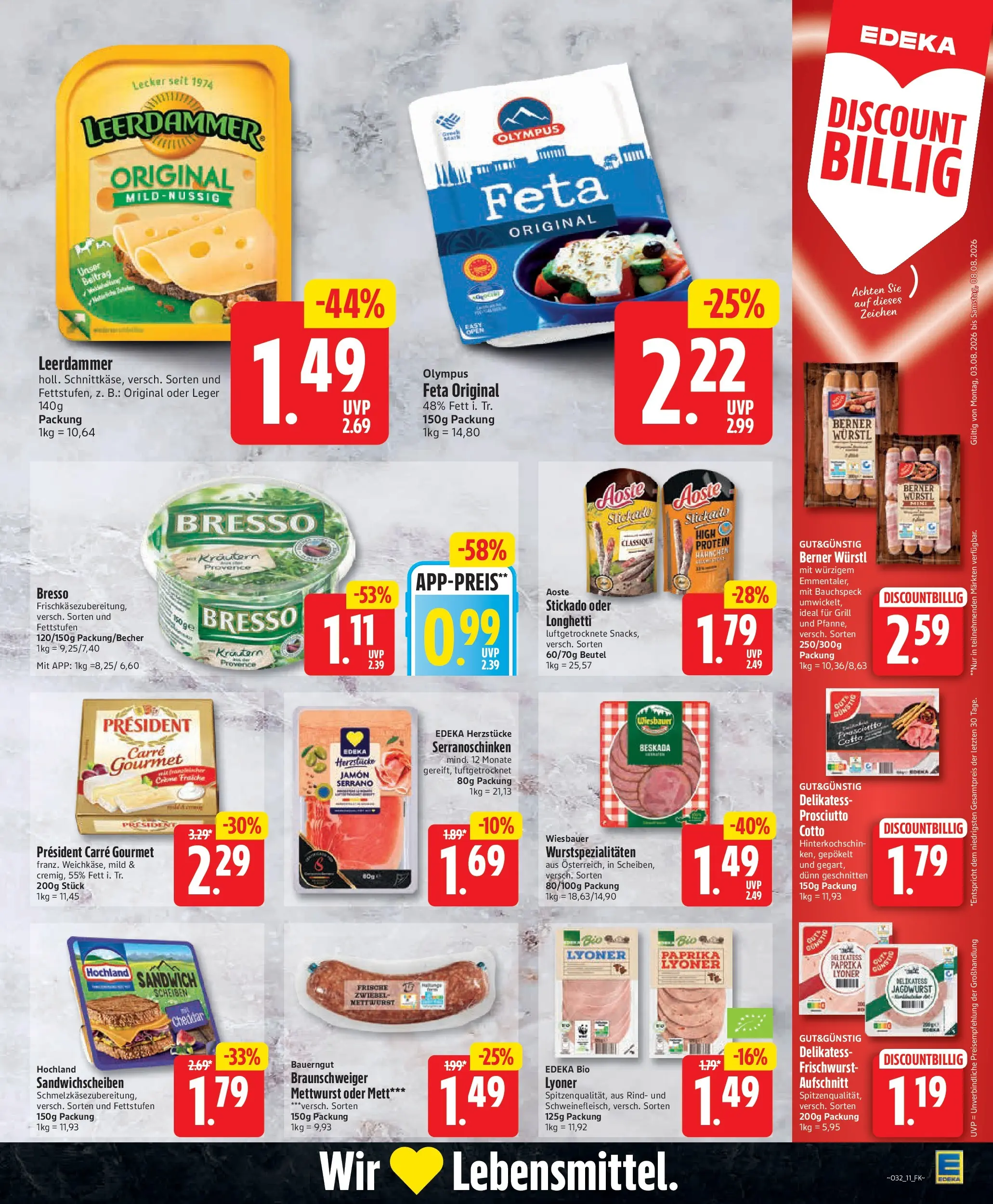 Edeka Jubiläumshandzettel Schomacker (ab 03.08.2026) » Angebote Online | Seite: 13 | Produkte: Bresso, Leerdammer, Creme, Paprika