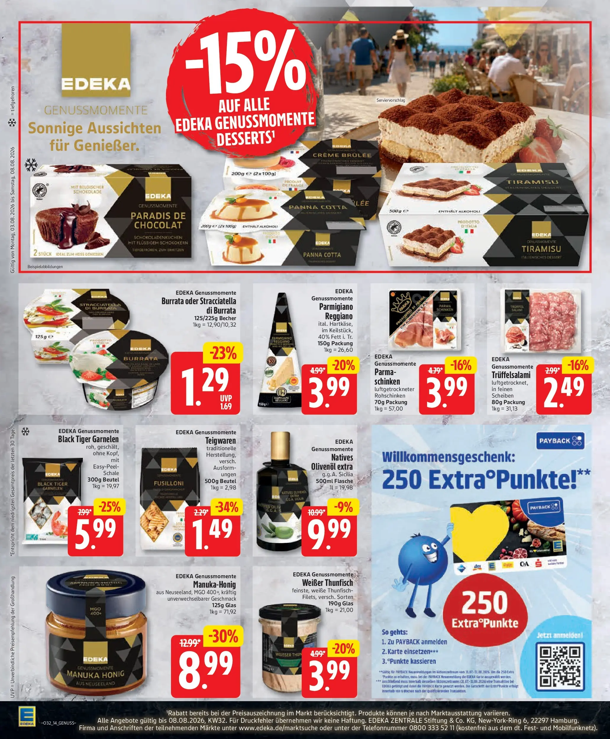 Edeka Jubiläumshandzettel Schomacker (ab 03.08.2026) » Angebote Online | Seite: 17 | Produkte: Creme, Salami, Schinken, Tiger garnelen