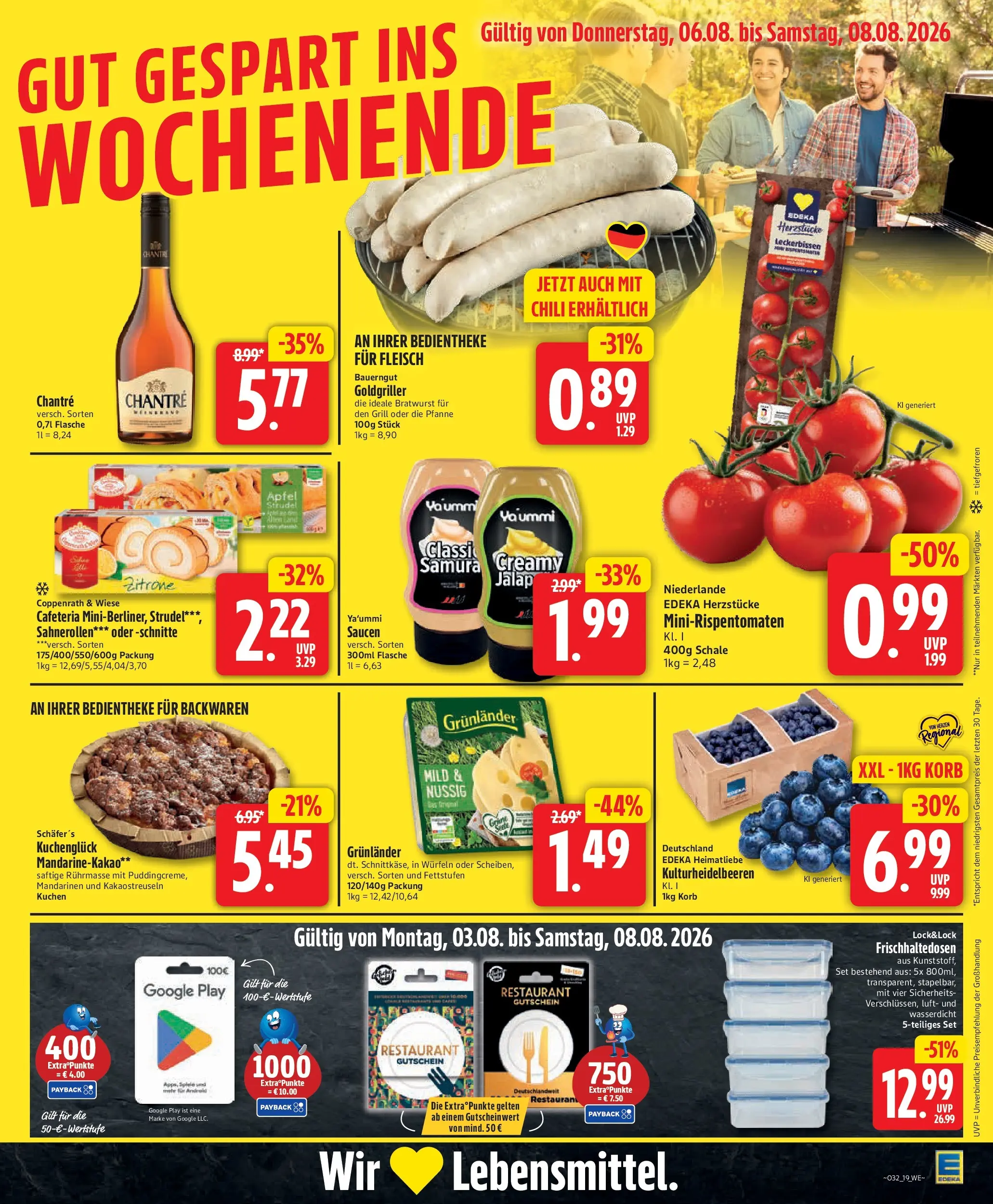 Edeka Jubiläumshandzettel Schomacker (ab 03.08.2026) » Angebote Online | Seite: 22 | Produkte: Tür, Mandarinen, Chantré, Chili