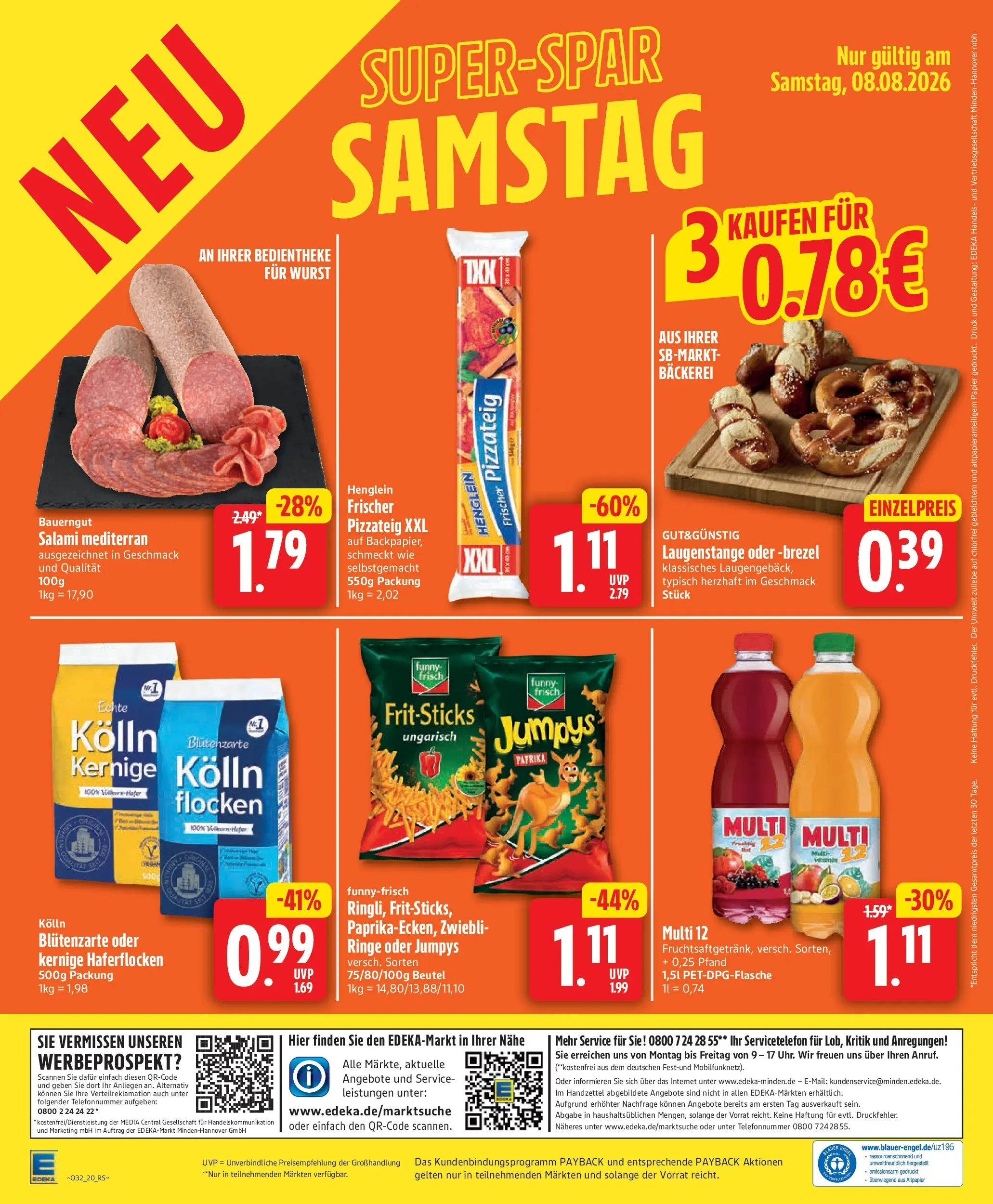 Edeka Jubiläumshandzettel Schomacker (ab 03.08.2026) » Angebote Online | Seite: 23 | Produkte: Kolln, Wurst, Salami, Flocken
