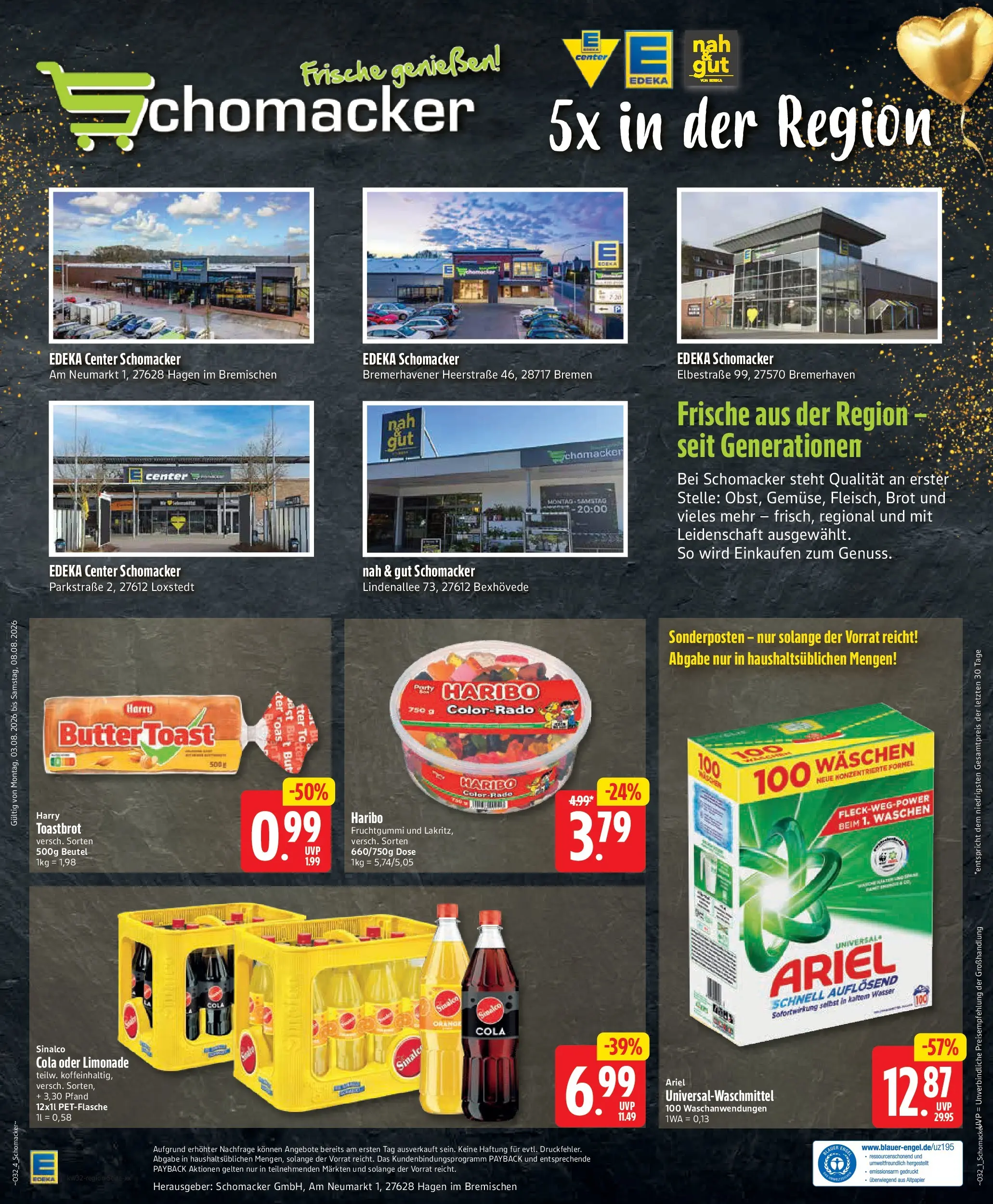 Edeka Jubiläumshandzettel Schomacker (ab 03.08.2026) » Angebote Online | Seite: 25 | Produkte: Toast, Toastbrot, Limonade, Brot