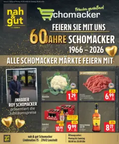 Angebote - Jubiläumshandzettel Schomacker ab 02.08.2026 gültig | Seite: 1 | Produkte: Osborne, Bauerngut, Blumenkohl, Fleisch