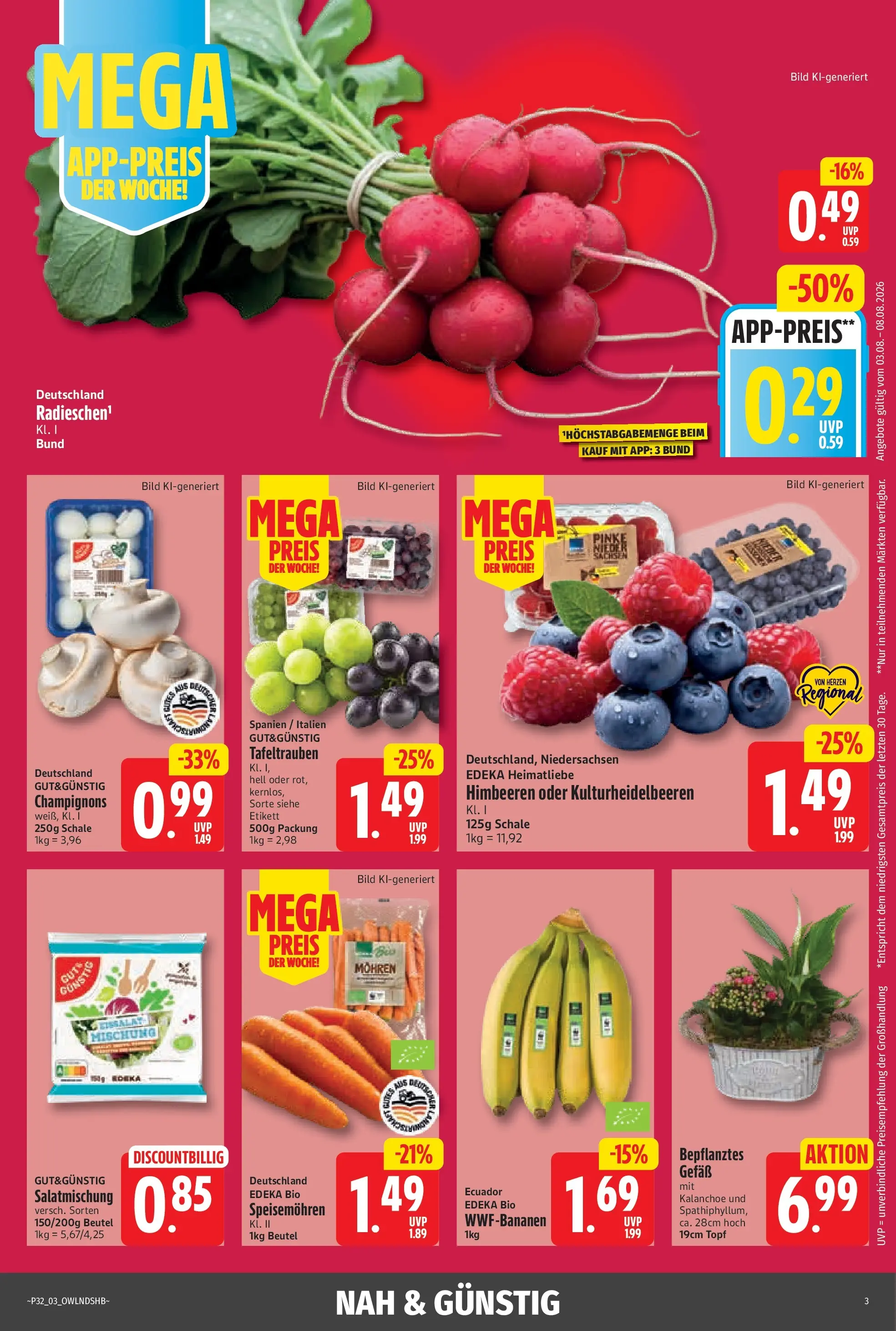 Angebote - Jubiläumshandzettel Schomacker (ab 02.08.2026) zum Blättern | Seite: 6 | Produkte: Himbeeren, Mohren, Champignons