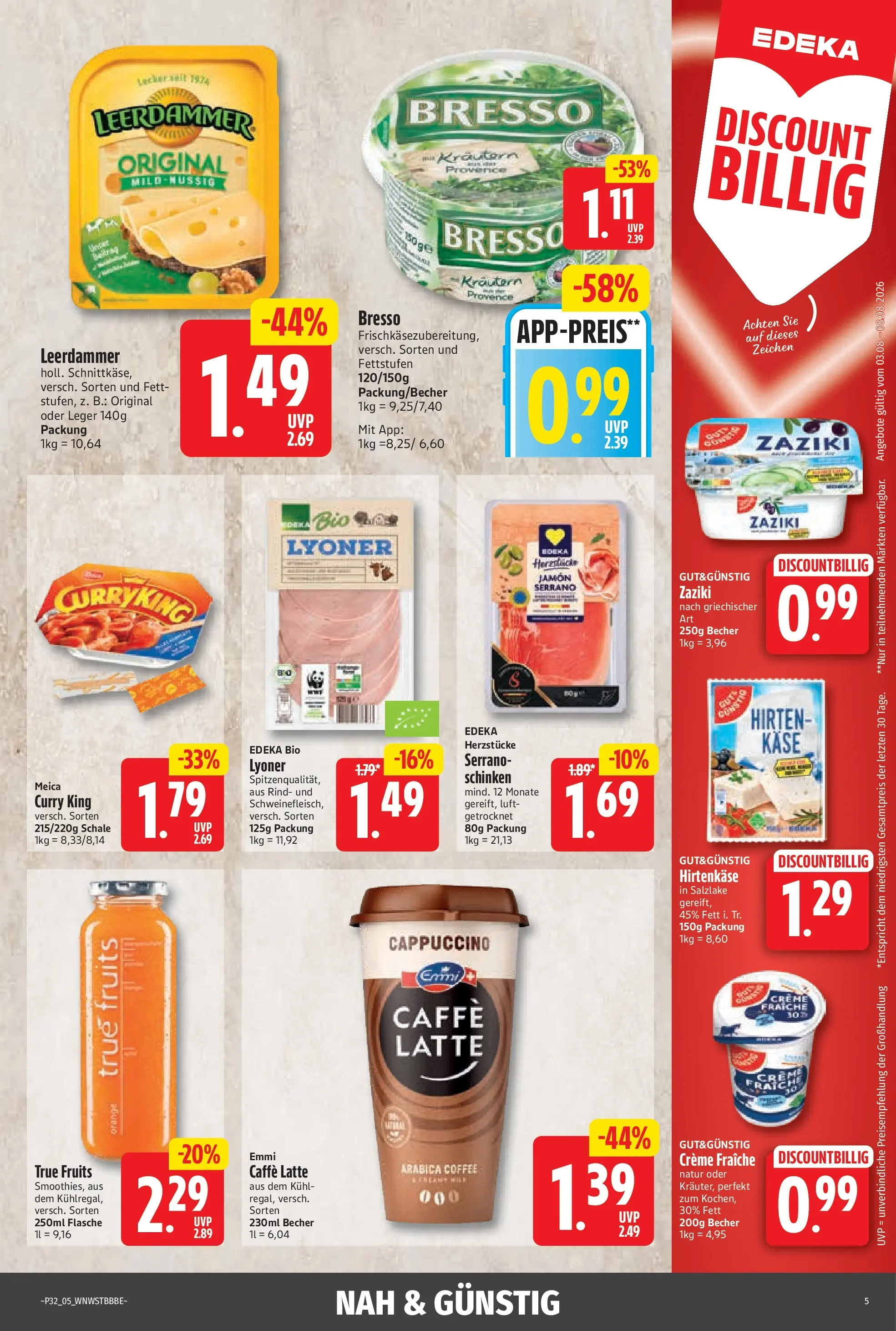 Angebote - Jubiläumshandzettel Schomacker (ab 02.08.2026) zum Blättern | Seite: 8 | Produkte: Käse, Bresso, Leerdammer, Creme