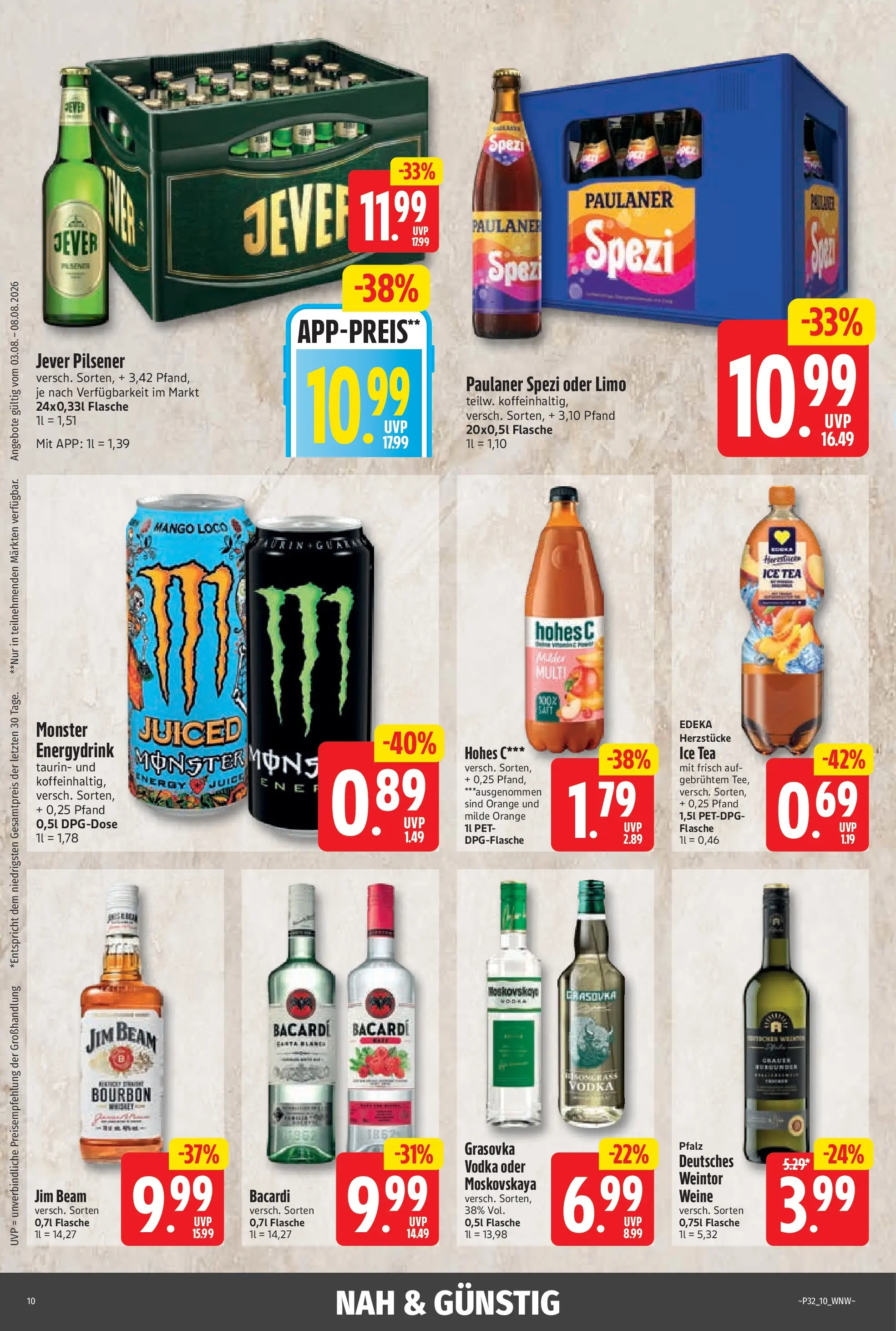 Angebote - Jubiläumshandzettel Schomacker (ab 02.08.2026) zum Blättern | Seite: 13 | Produkte: Bacardi, Hohes c, Vodka, Bourbon