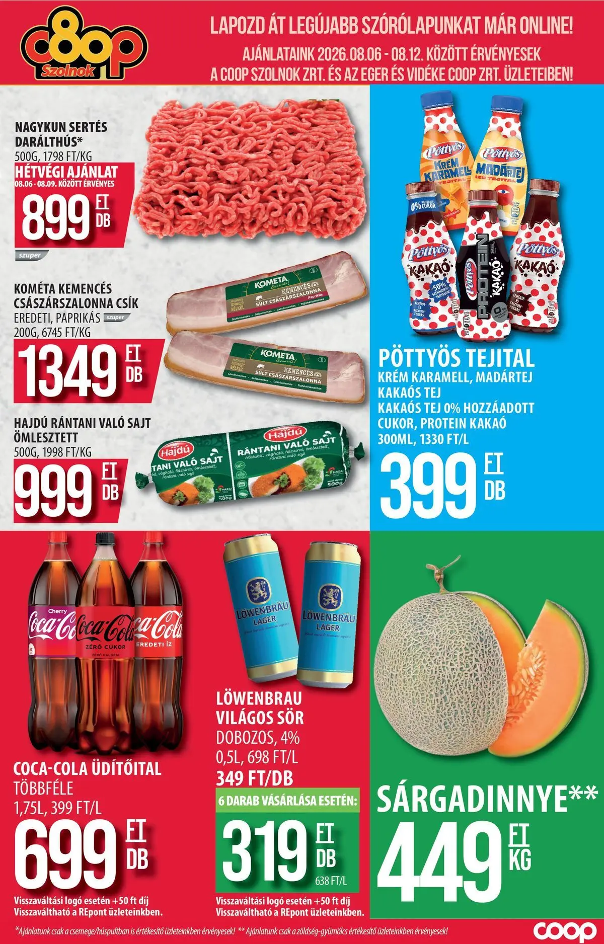 COOP Szolnok akciós újság Békésszentandrás - 2026.08.03. -tól/töl > akció, lapozható szórólap 🛍️ | Oldal: 1 | Termékek: Protein, Tej, Sajt, Cukor