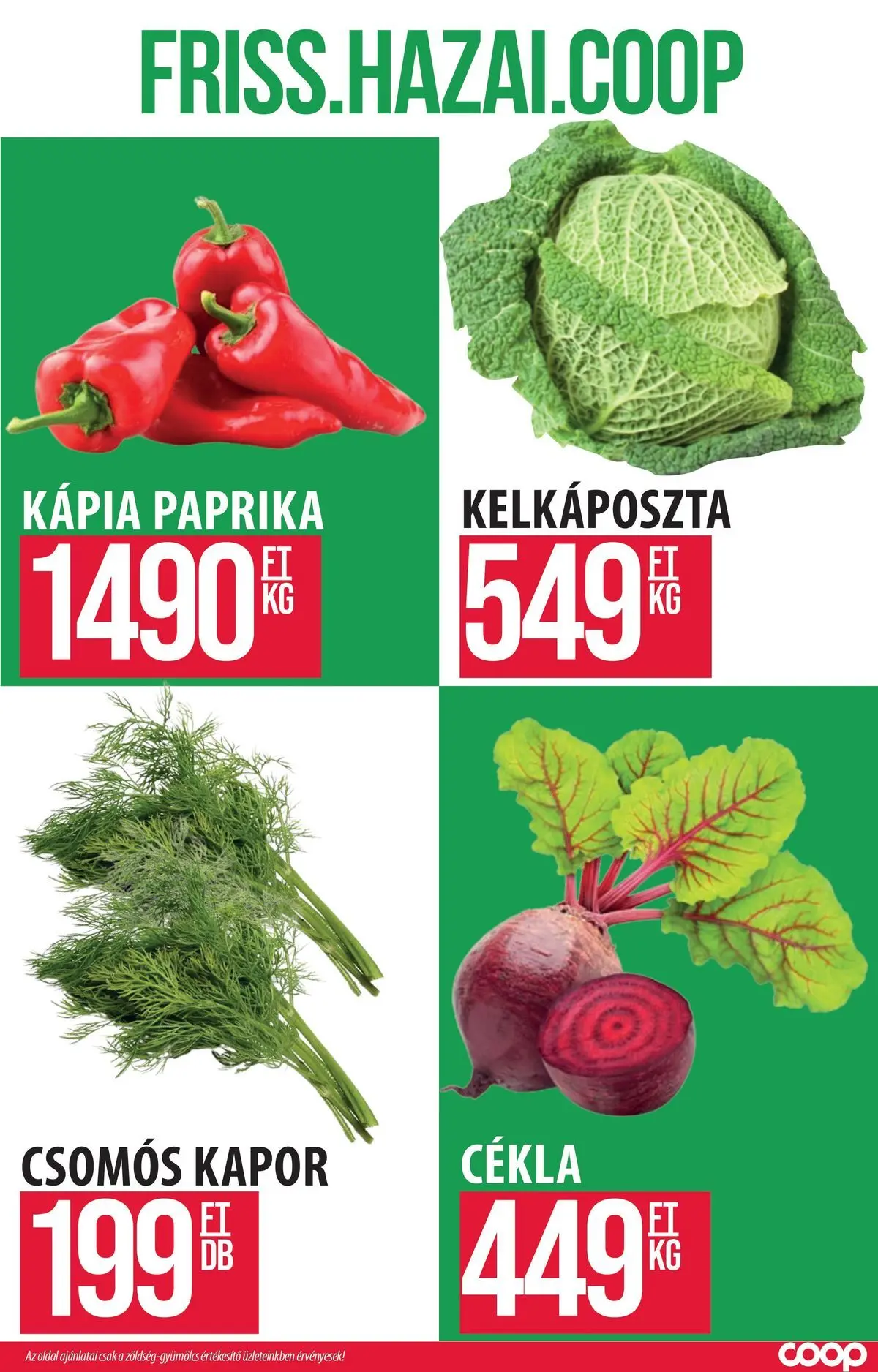 COOP Szolnok akciós újság Békésszentandrás - 2026.08.03. -tól/töl > akció, lapozható szórólap 🛍️ | Oldal: 2 | Termékek: Cékla, Kapor, Kelkáposzta, Kápia paprika
