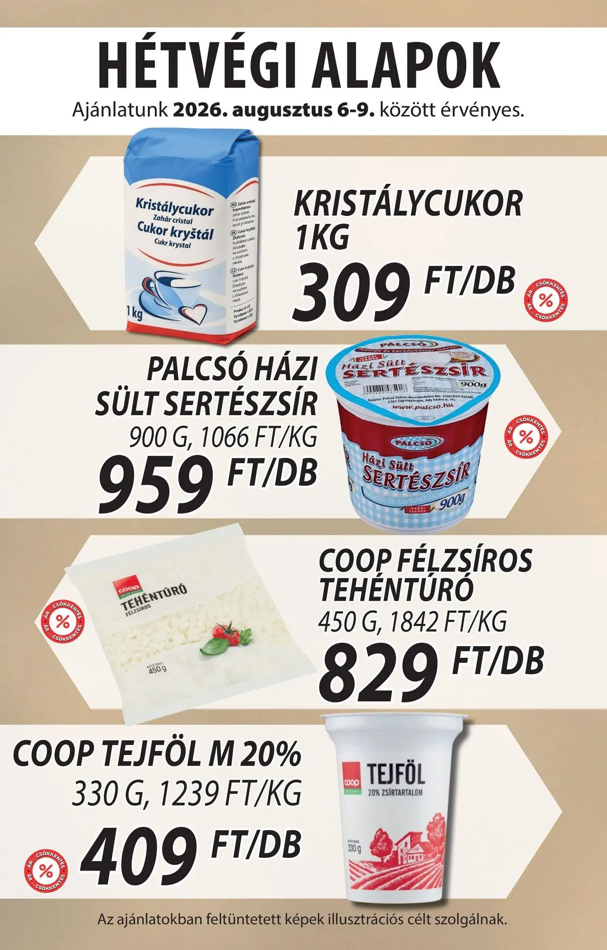 COOP Szolnok akciós újság Békésszentandrás - 2026.08.03. -tól/töl > akció, lapozható szórólap 🛍️ | Oldal: 4 | Termékek: Kristálycukor, Sertészsír, Tejföl, Cukor