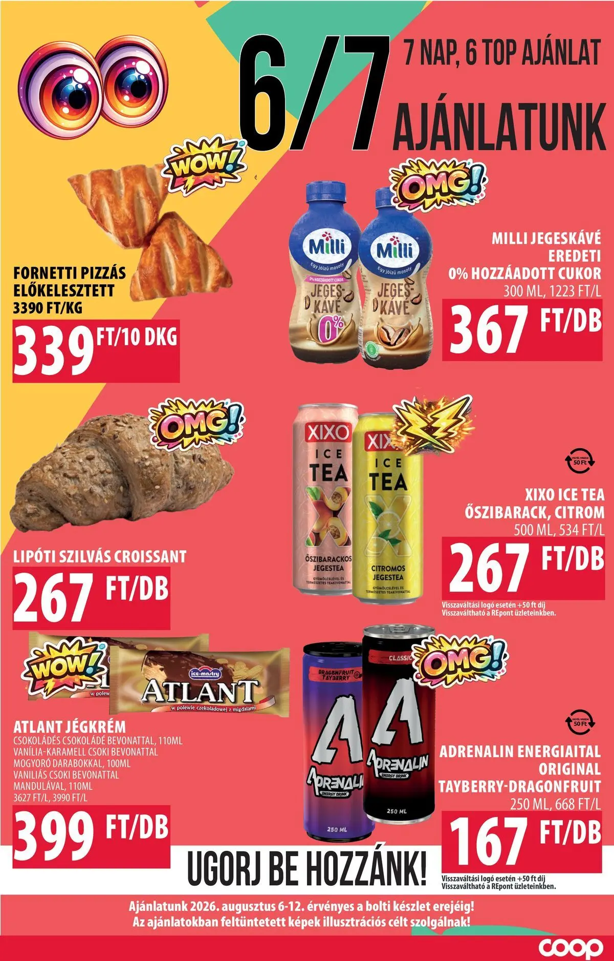 COOP Szolnok akciós újság Békésszentandrás - 2026.08.03. -tól/töl > akció, lapozható szórólap 🛍️ | Oldal: 6 | Termékek: Croissant, Energiaital, Ice tea, Citrom
