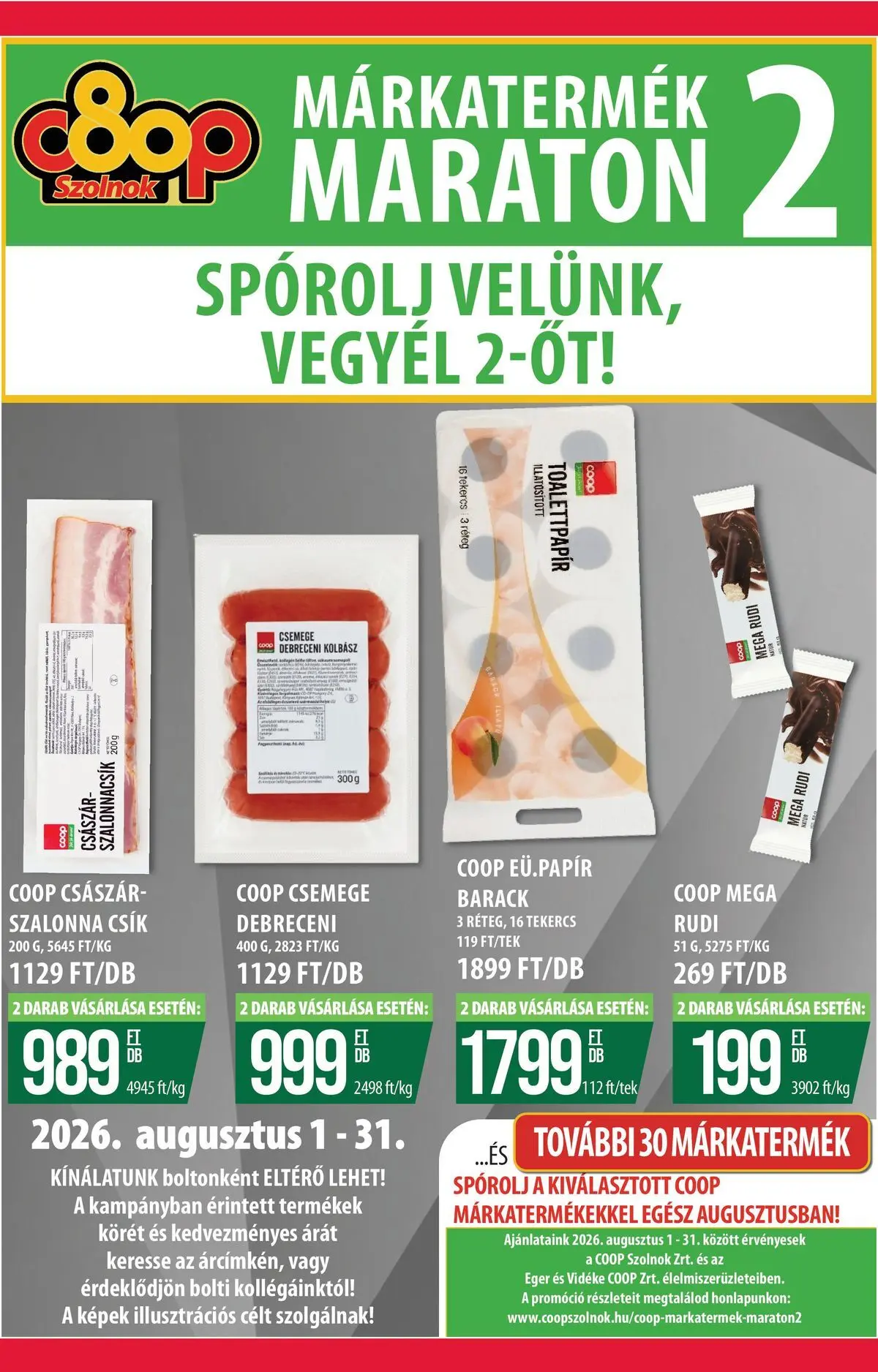 COOP Szolnok akciós újság Békésszentandrás - 2026.08.03. -tól/töl > akció, lapozható szórólap 🛍️ | Oldal: 8 | Termékek: Debreceni kolbász, Egér, Debreceni, Szalonna