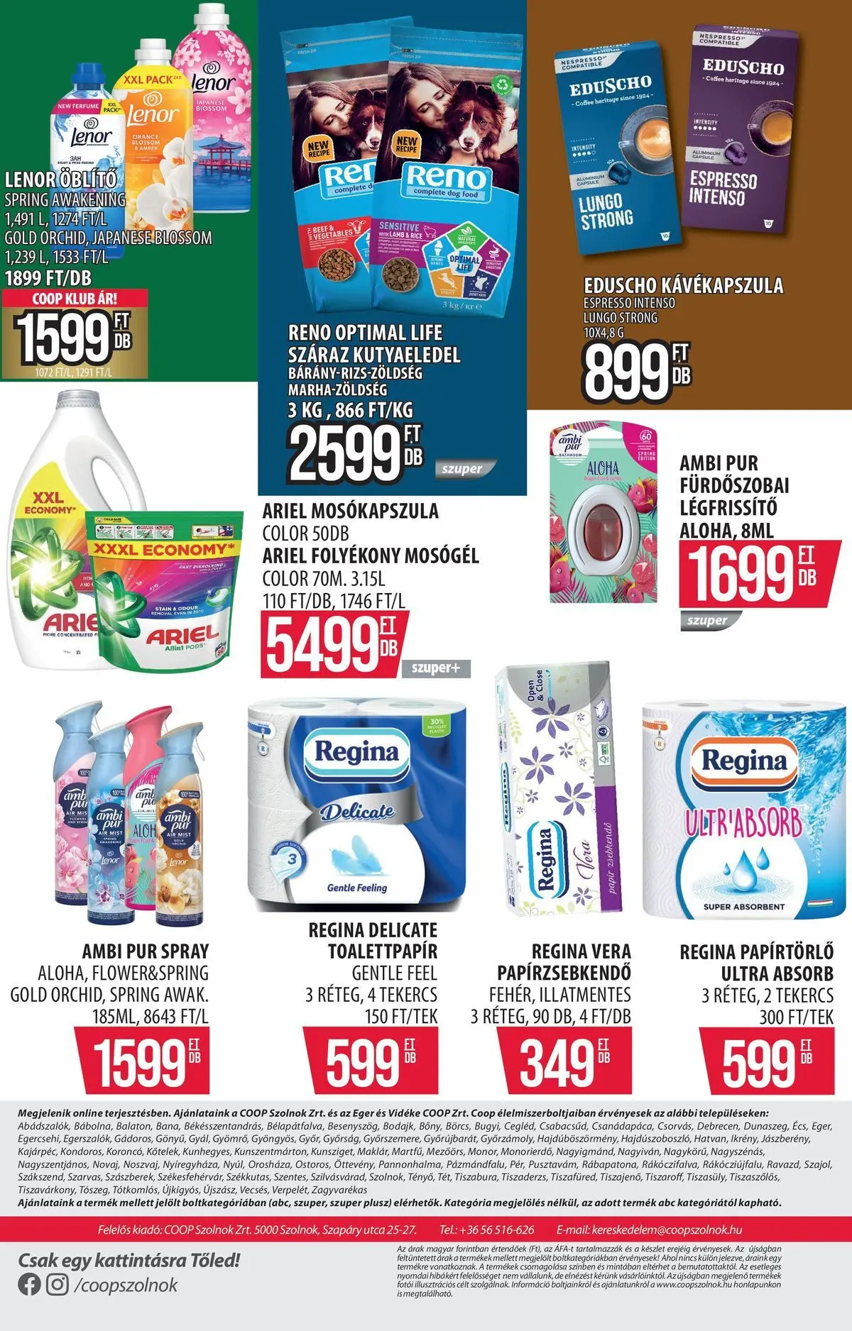 COOP Szolnok akciós újság Békésszentandrás - 2026.08.03. -tól/töl > akció, lapozható szórólap 🛍️ | Oldal: 19 | Termékek: Kutyaeledel, Mosógél, Mosókapszula, Légfrissítő