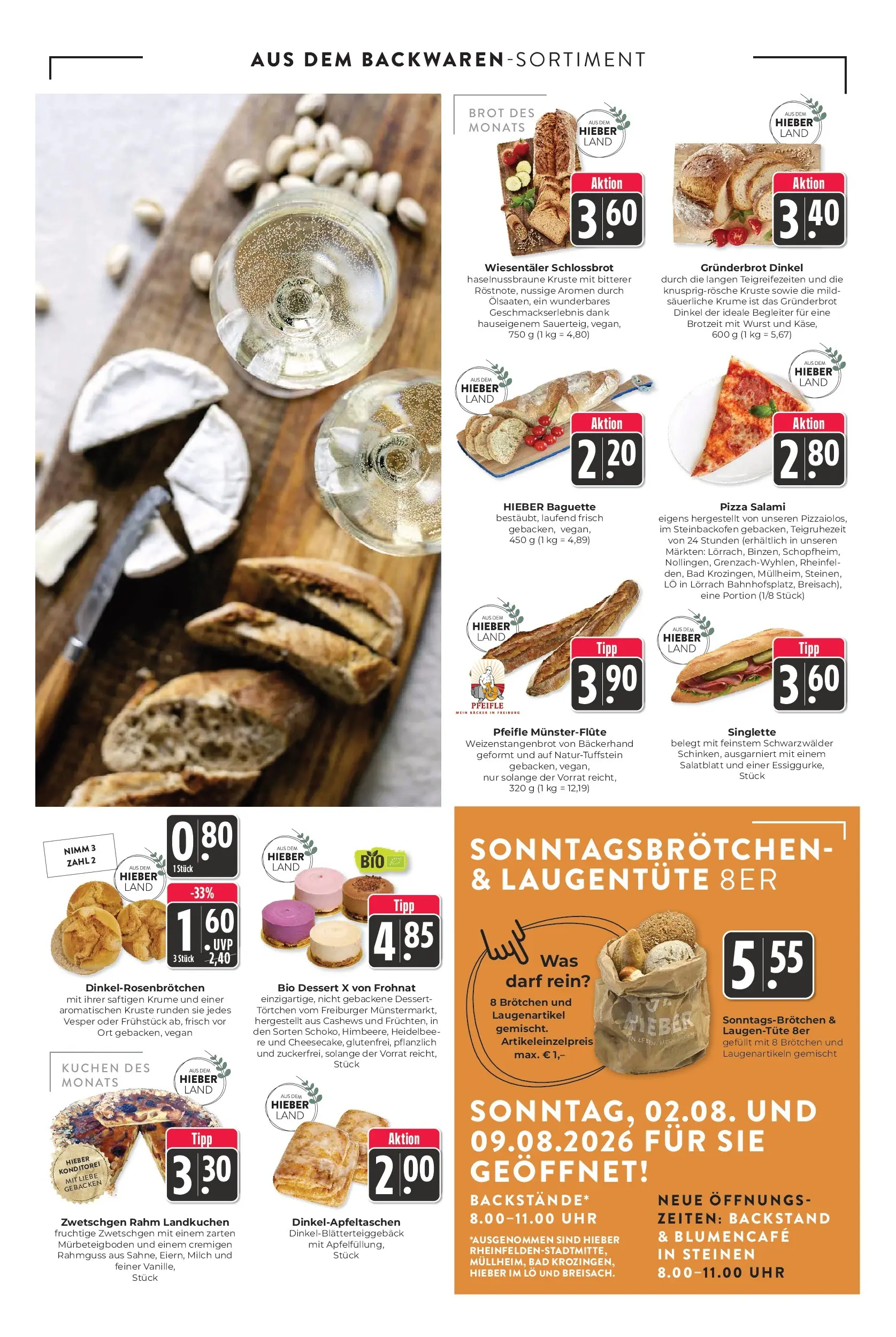 Angebote - Hieber's Frischecenter: Meine Woche (ab 03.08.2026) zum Blättern | Seite: 6 | Produkte: Milch, Wurst, Brot, Salami