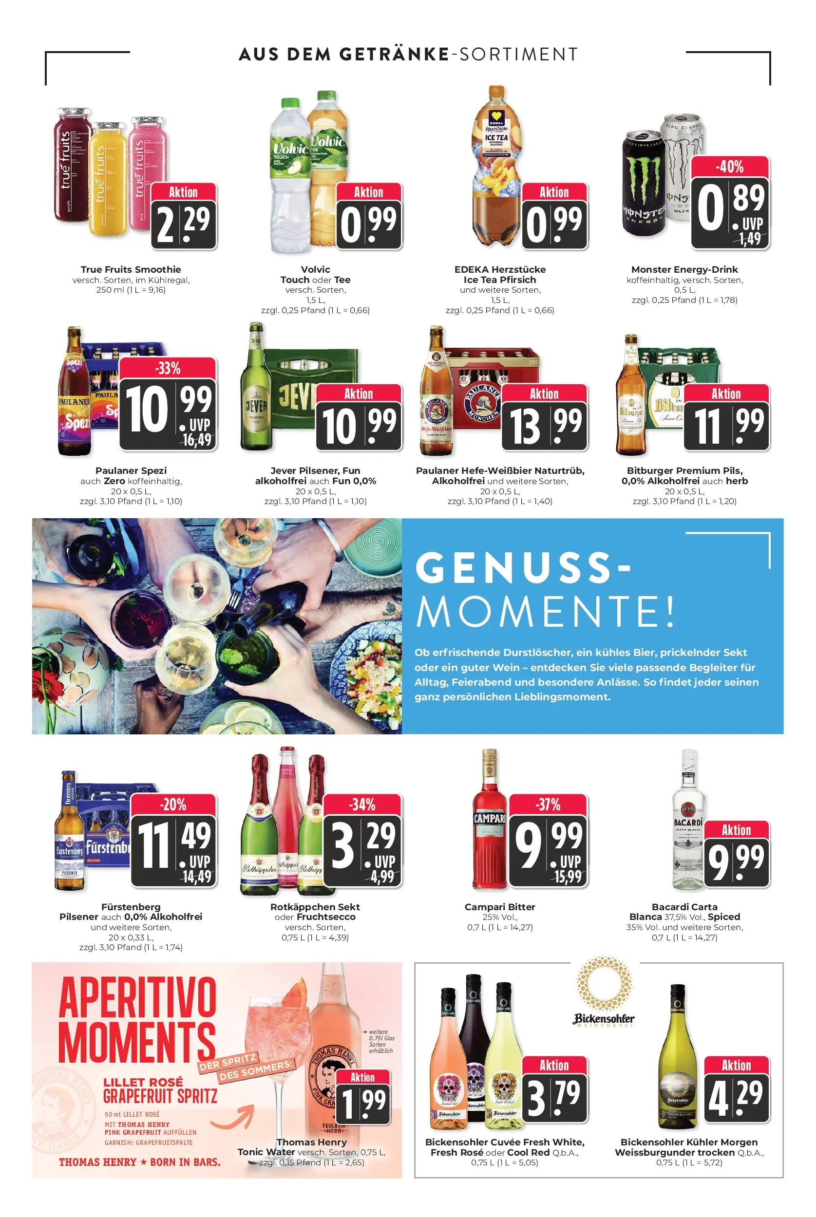 Angebote - Hieber's Frischecenter: Meine Woche (ab 03.08.2026) zum Blättern | Seite: 14 | Produkte: Bitburger, Fruchtsecco, Monster, Tee