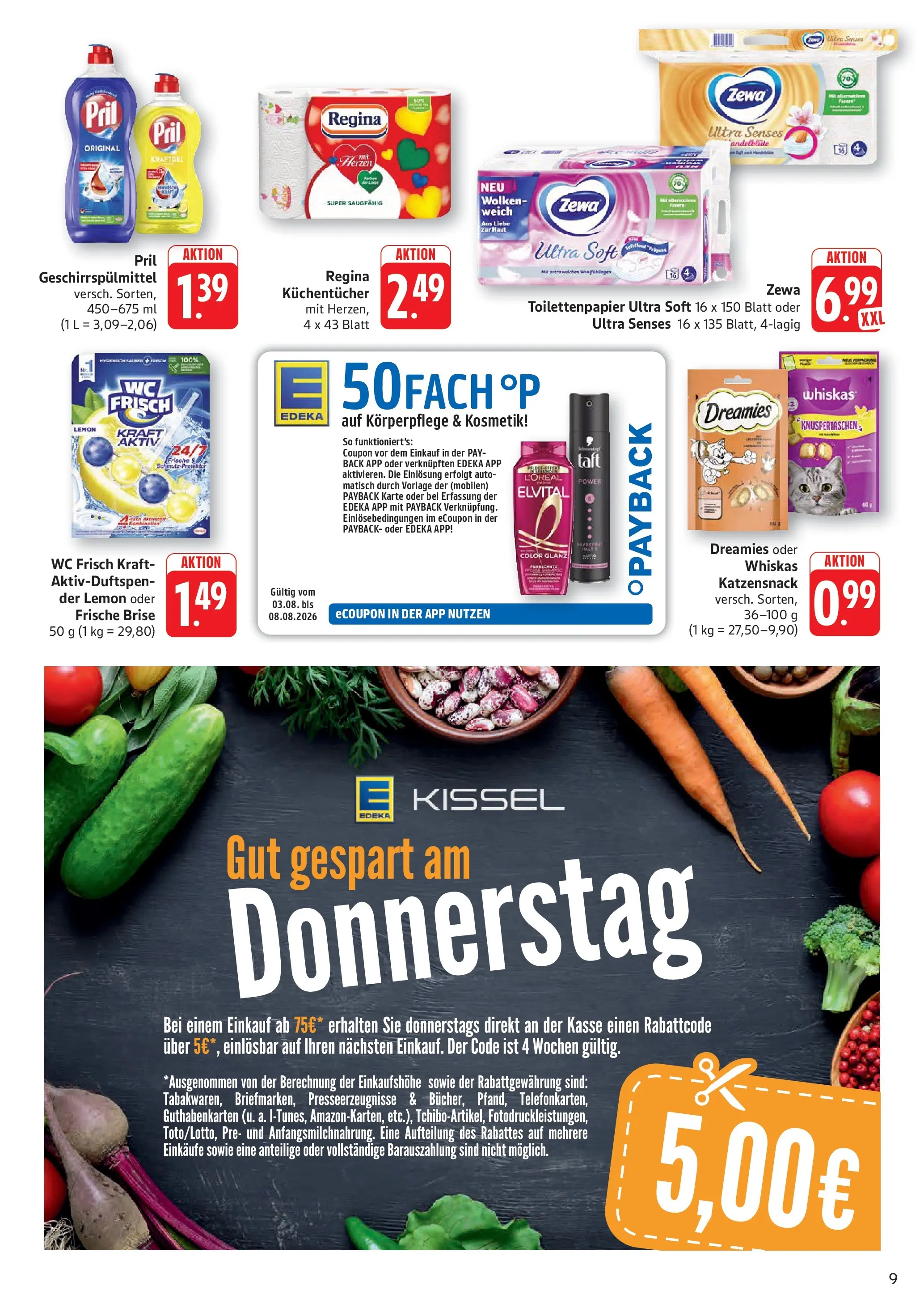 Edeka Prospekt Altrip (ab 03.08.2026) » Angebote Online | Seite: 9 | Produkte: Wc frisch, Geschirrspülmittel, Pril, Whiskas