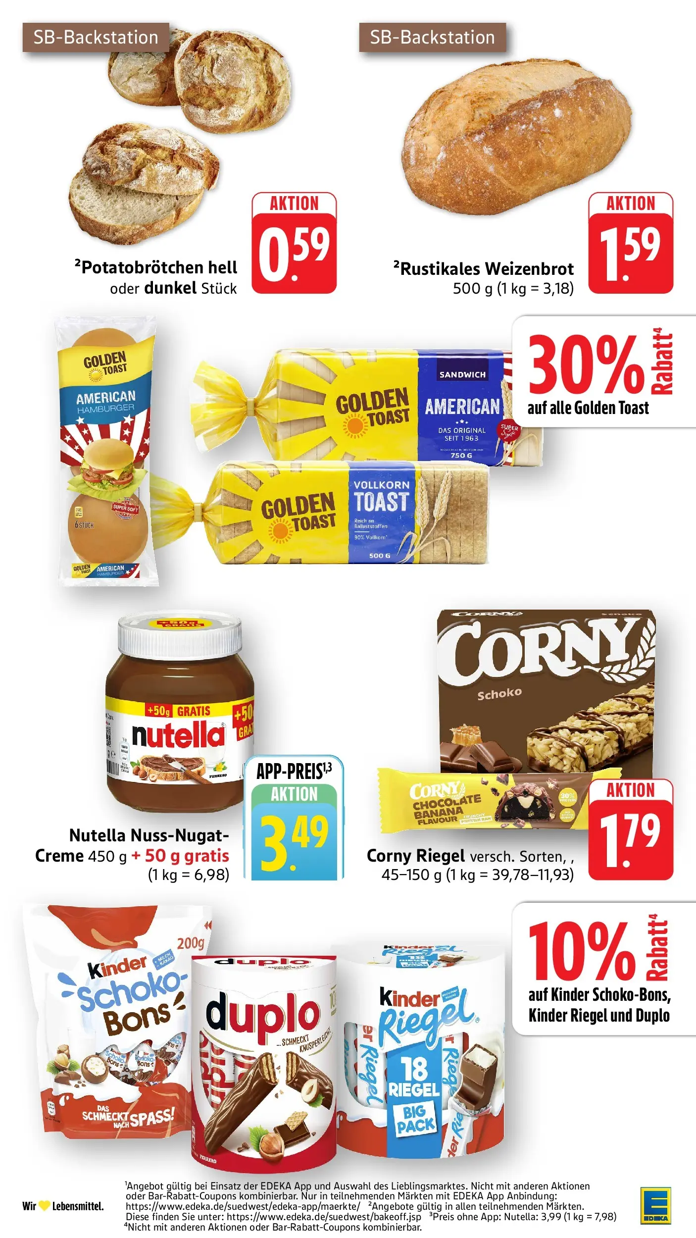 Edeka Prospekt Eppstein (ab 03.08.2026) » Angebote Online | Seite: 19 | Produkte: Corny riegel, Toast, Grat, Nutella