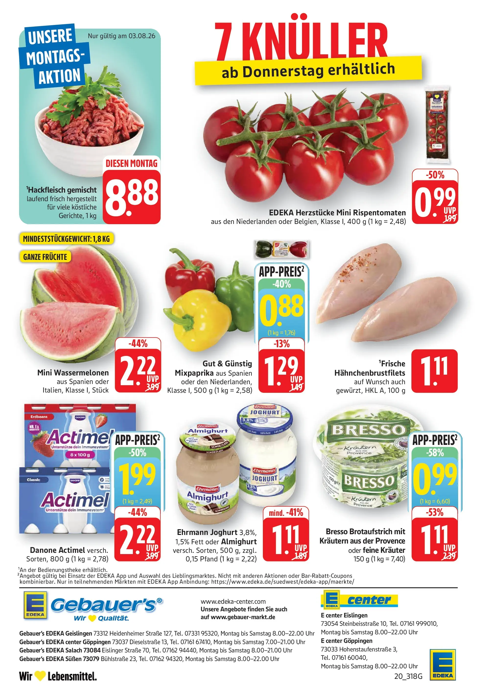 Edeka Prospekt Göppingen (ab 03.08.2026) » Angebote Online | Seite: 20 | Produkte: Actimel, Joghurt, Bresso, Uhr