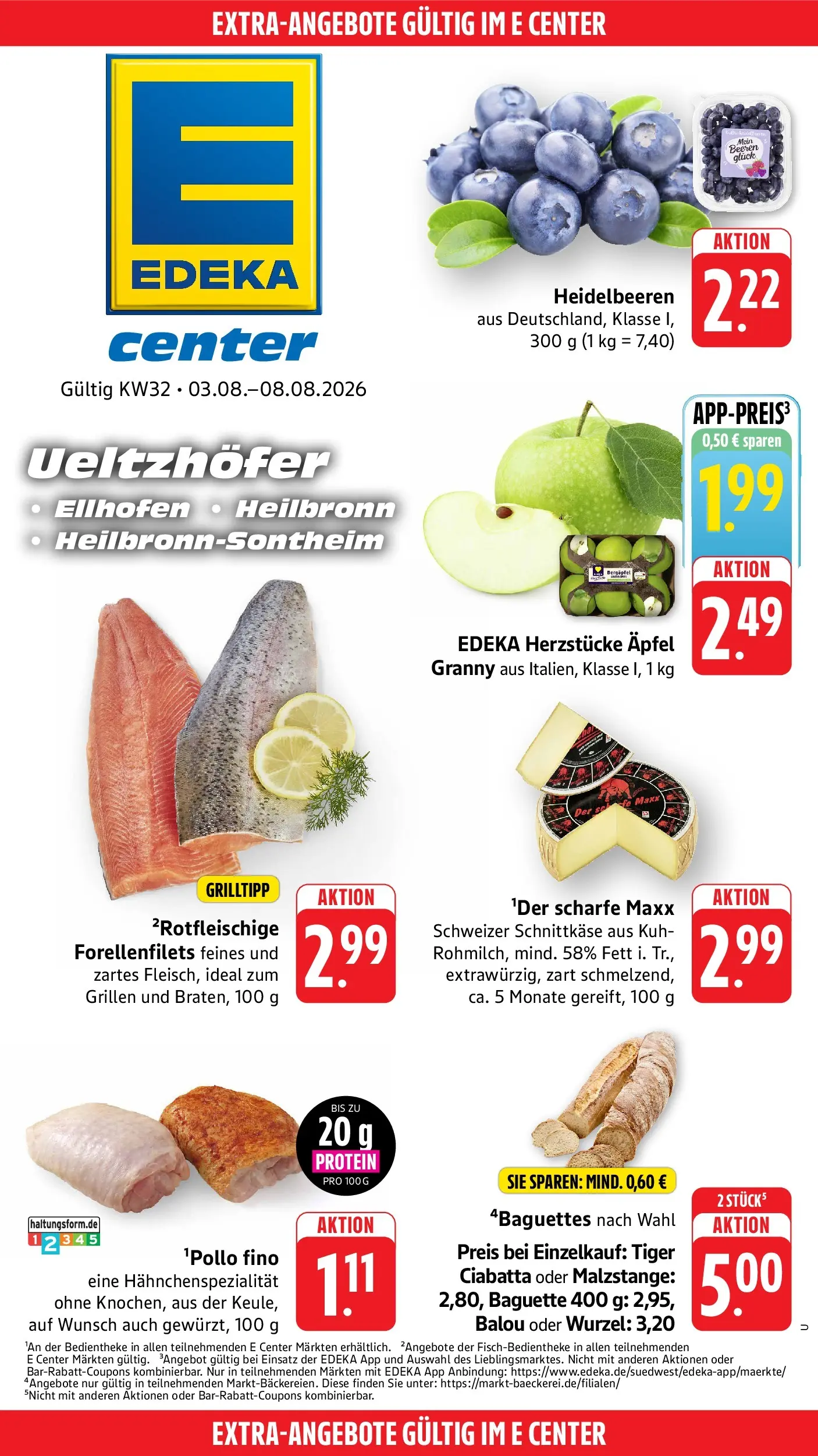 Edeka Prospekt Heilbronn (ab 03.08.2026) » Angebote Online | Seite: 39 | Produkte: Äpfel, Baguette, Heidelbeeren
