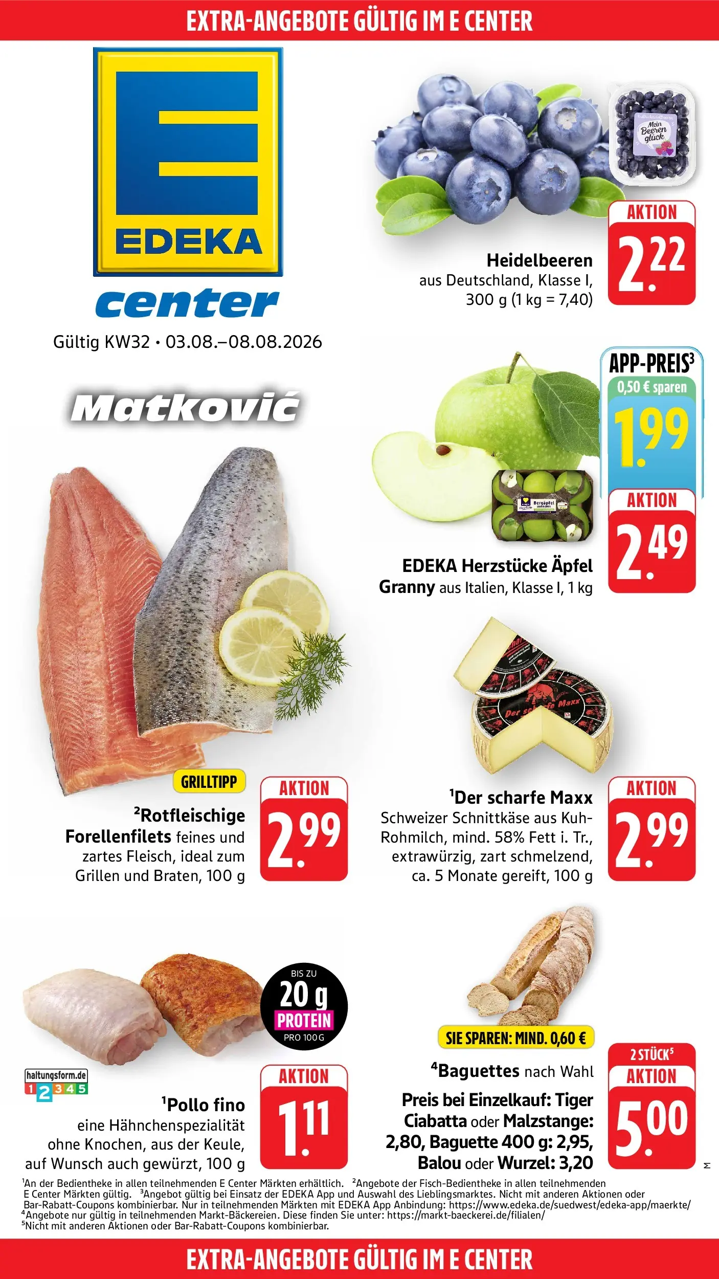 Edeka Prospekt Ditzingen (ab 03.08.2026) » Angebote Online | Seite: 39 | Produkte: Äpfel, Baguette, Heidelbeeren