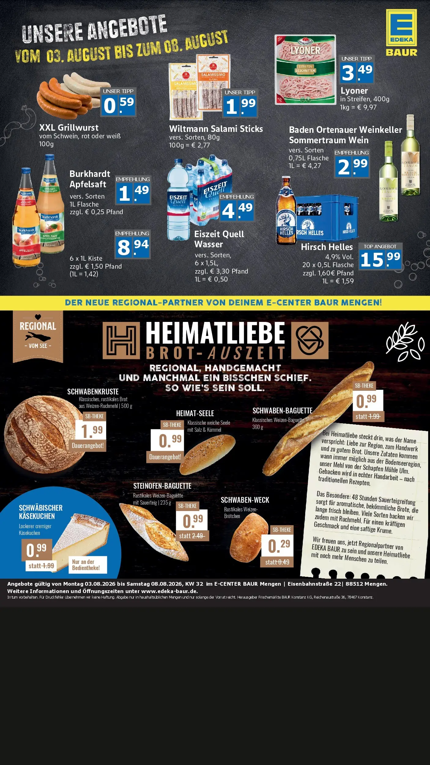 Edeka Prospekt Mengen (ab 03.08.2026) » Angebote Online | Seite: 2 | Produkte: Top, Wasser, Salz, Salami