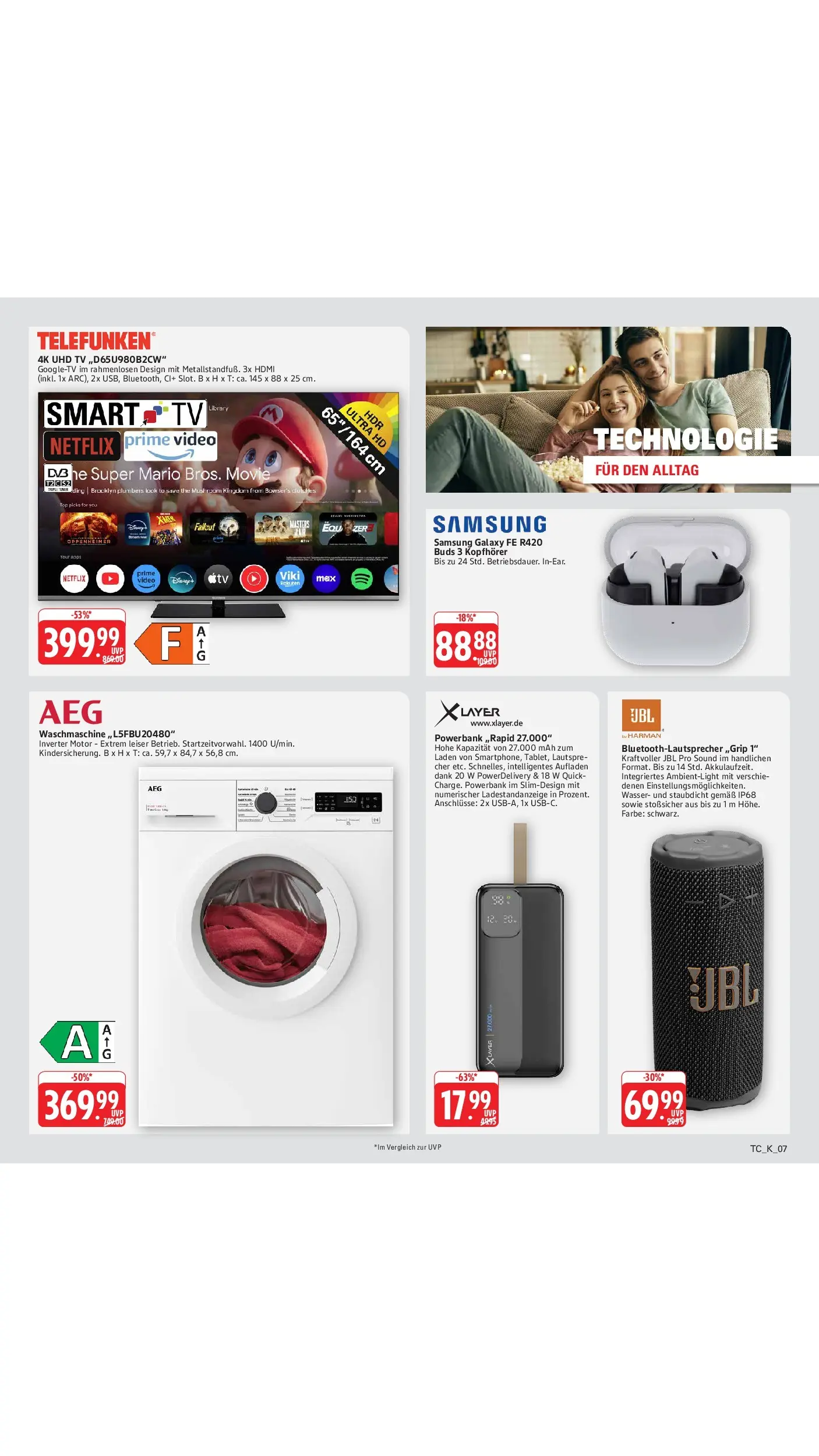 Marktkauf Prospekt Wörth Am Rhein (ab 03.08.2026) » Angebote online | Seite: 69 | Produkte: Top, Waschmaschine, TV, Kopfhörer