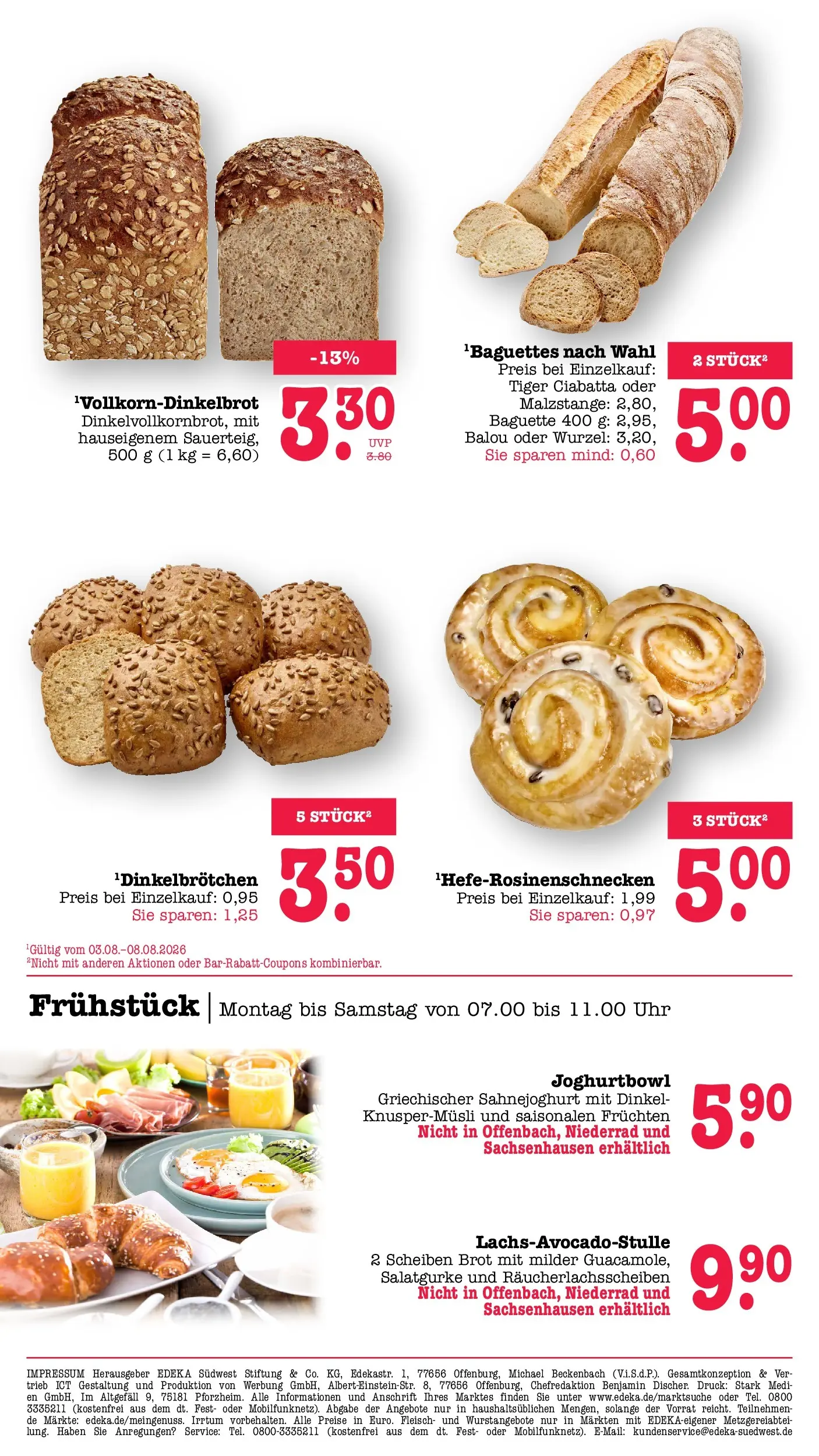 Edeka Prospekt Heidelberg (ab 03.08.2026) » Angebote Online | Seite: 10 | Produkte: Baguette, Brot, Fleisch, Uhr