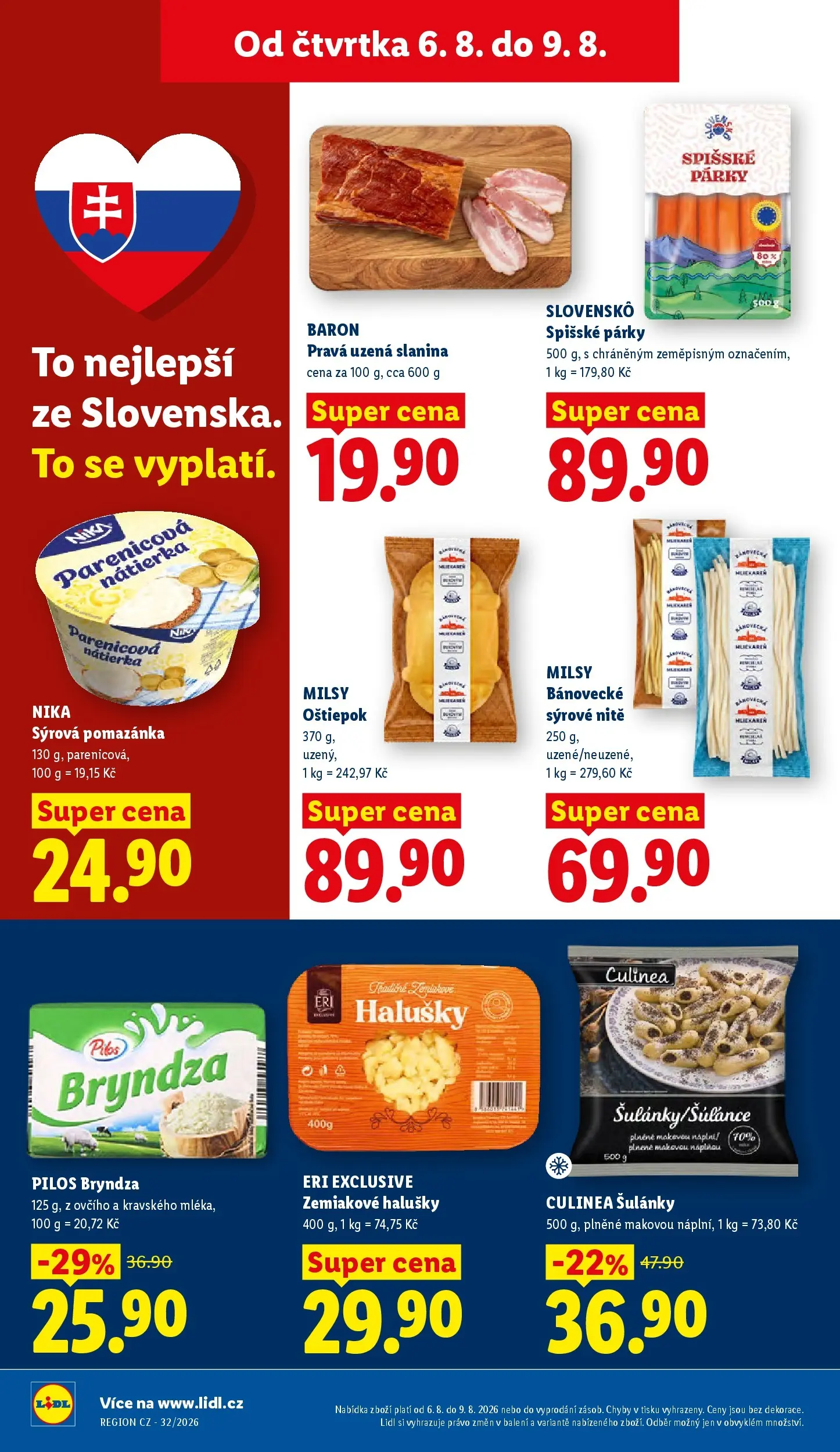 Lidl leták od 06.08.2026 - Nový akční leták | Strana: 18 | Produkty: Párky, Pomazánka, Slanina, Halušky