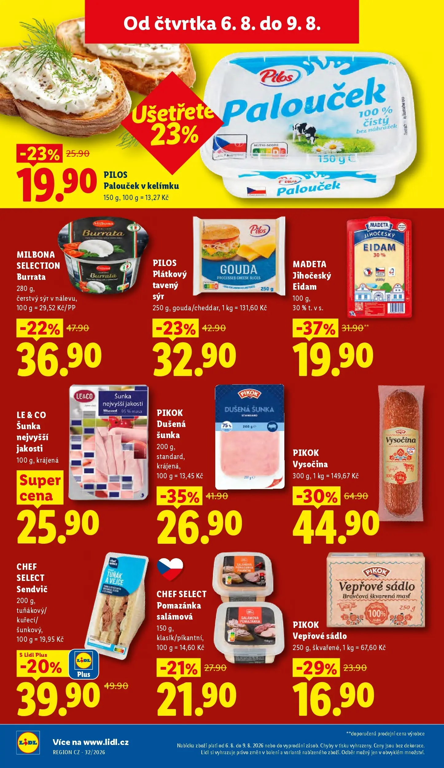 Lidl leták od 06.08.2026 - Nový akční leták | Strana: 20 | Produkty: Sádlo, Tavený sýr, Sýr, Eidam