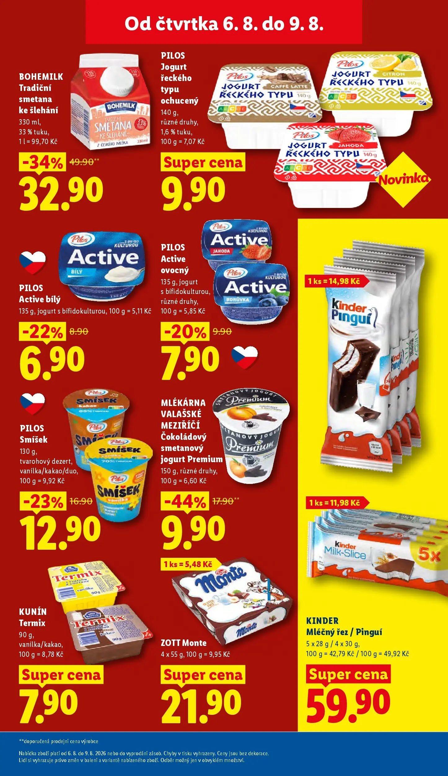 Lidl leták od 06.08.2026 - Nový akční leták | Strana: 21 | Produkty: Kinder mléčný řez, Smetanový jogurt, Termix, Smetana ke šlehání