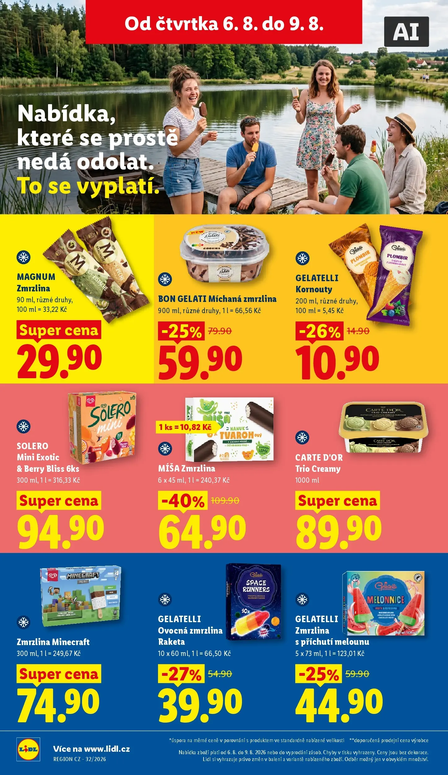 Lidl leták od 06.08.2026 - Nový akční leták | Strana: 22 | Produkty: Nanuk, Carte d'or, Plombir, Gelatelli
