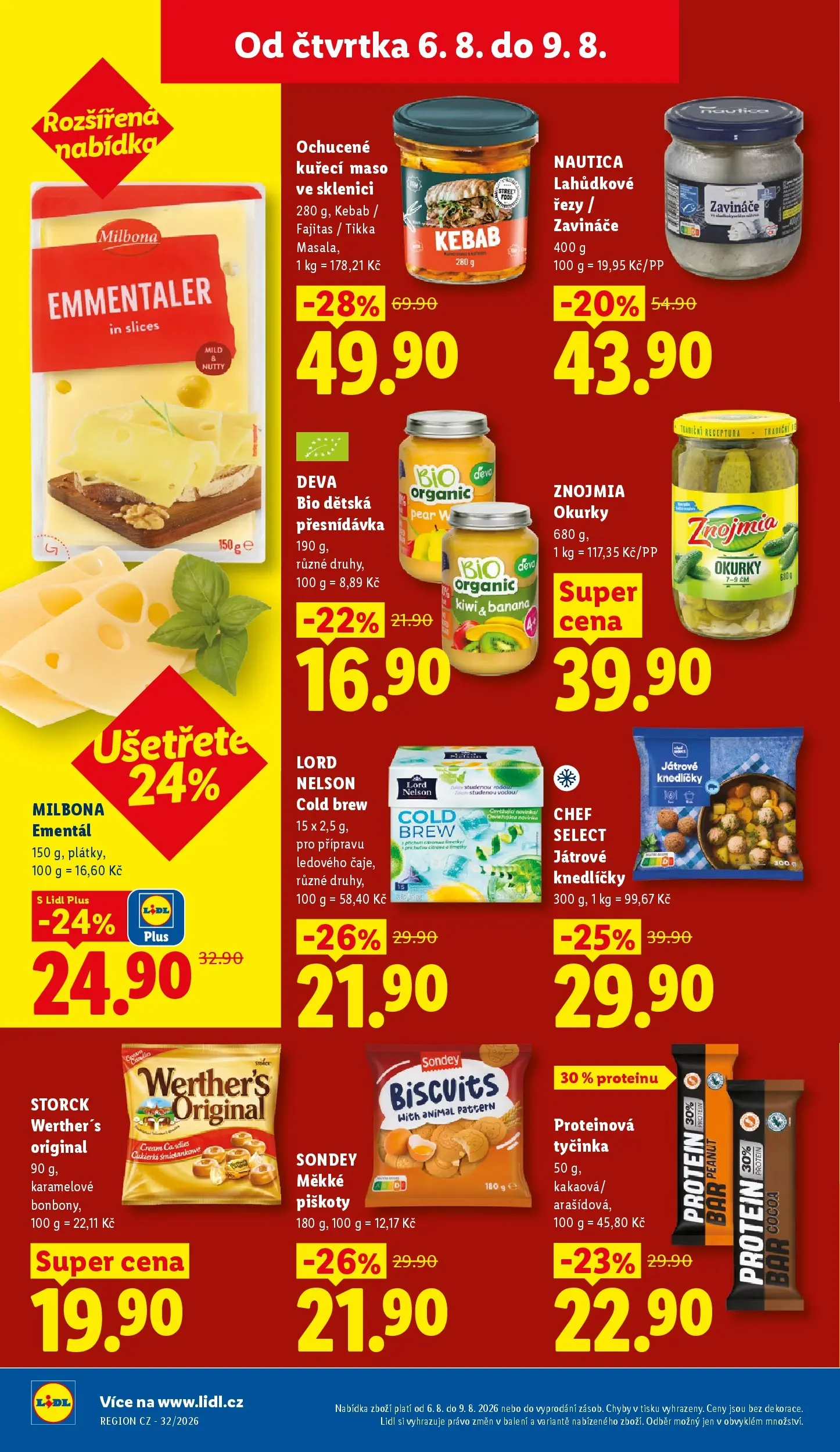 Lidl leták od 06.08.2026 - Nový akční leták | Strana: 28 | Produkty: Kuřecí maso, Kiwi, Okurky, Kebab