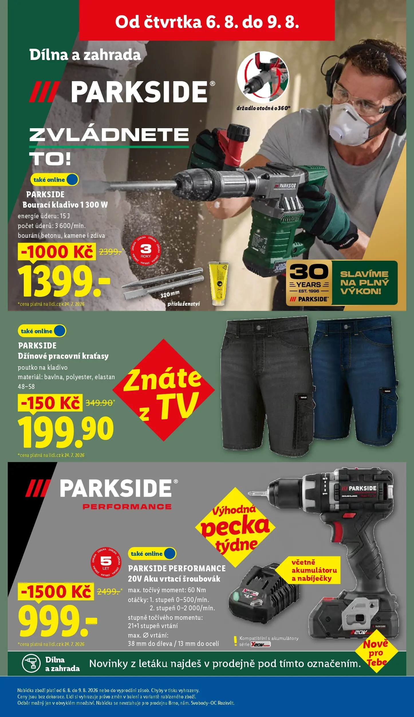Lidl leták od 03.08.2026 - Nový akční leták | Strana: 17 | Produkty: Kraťasy, Parkside, Šroubovák, Kladivo