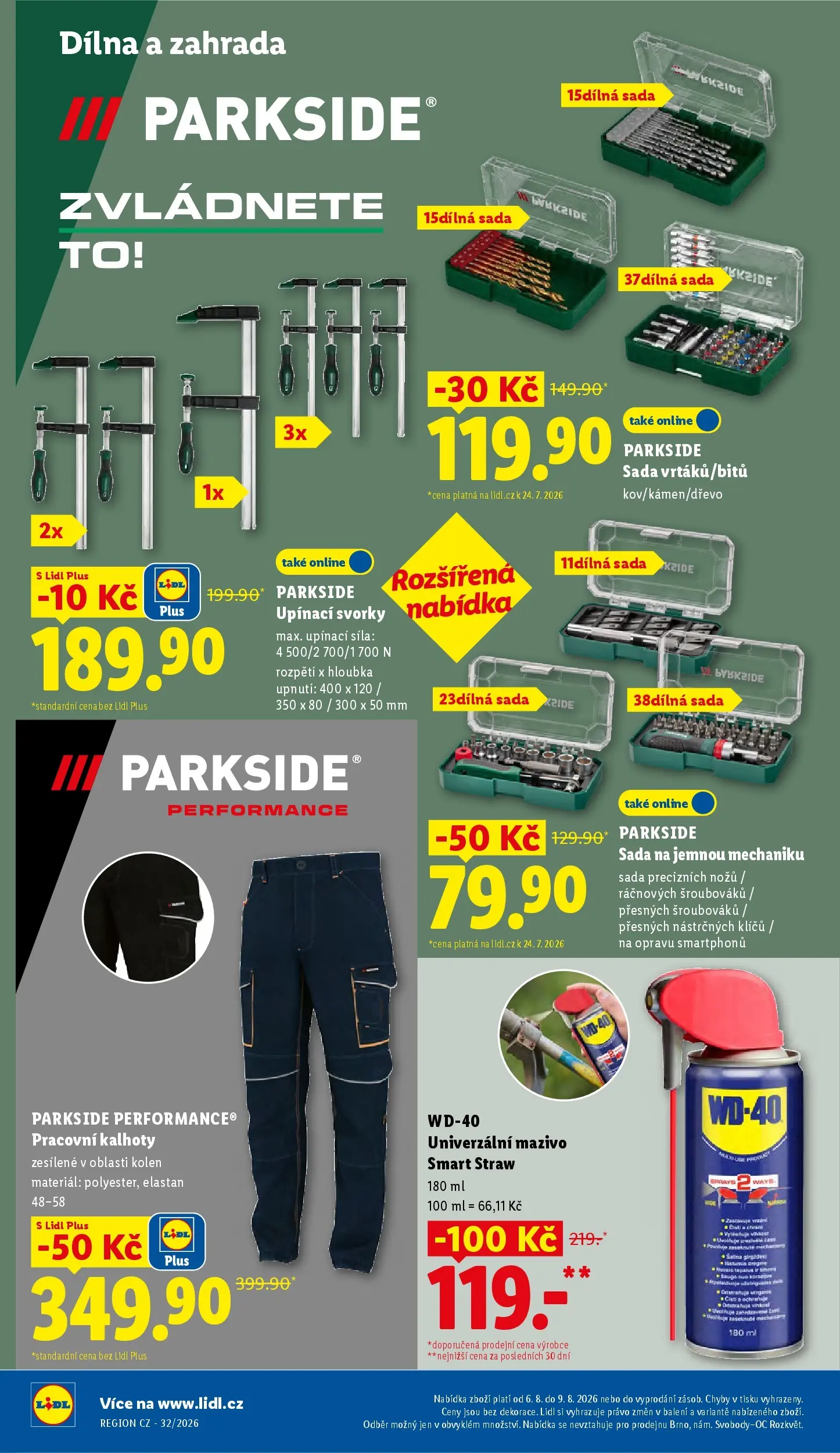 Lidl leták od 03.08.2026 - Nový akční leták | Strana: 20 | Produkty: Kalhoty, Parkside, Zahrada, WD-40