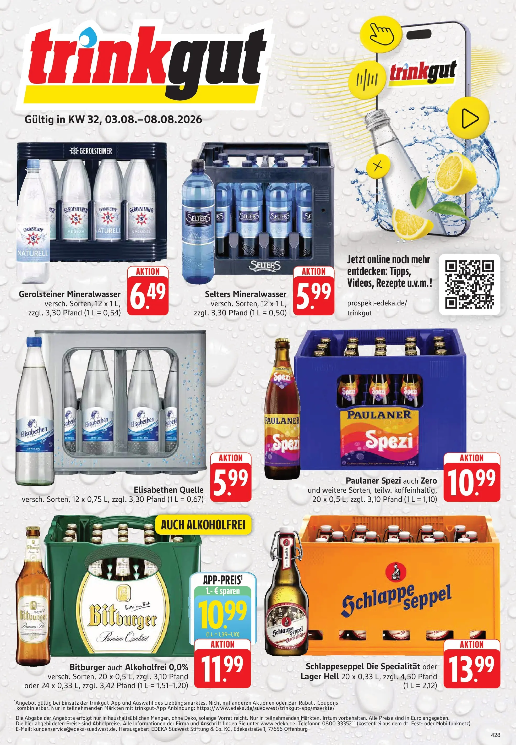 Trinkgut Prospekt Rüsselsheim (ab 03.08.2026) » Angebote online | Seite: 1 | Produkte: Bitburger, Paulaner spezi, Paulaner, Gerolsteiner