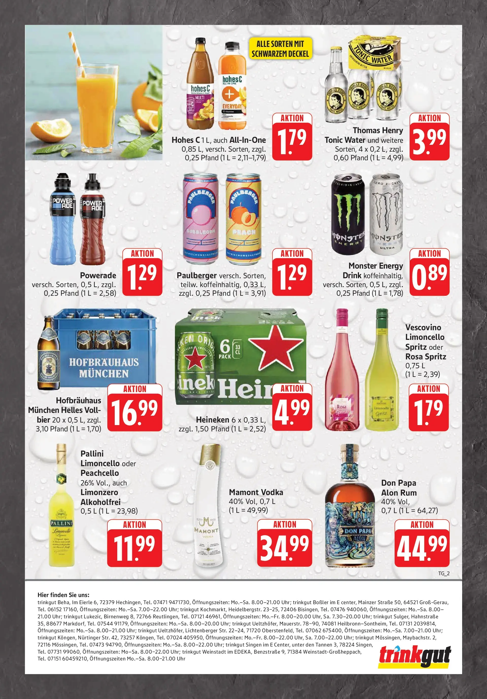 Trinkgut Prospekt Heilbronn-Sontheim (ab 03.08.2026) » Angebote online | Seite: 2 | Produkte: Rum, Monster, Hohes c, Uhr