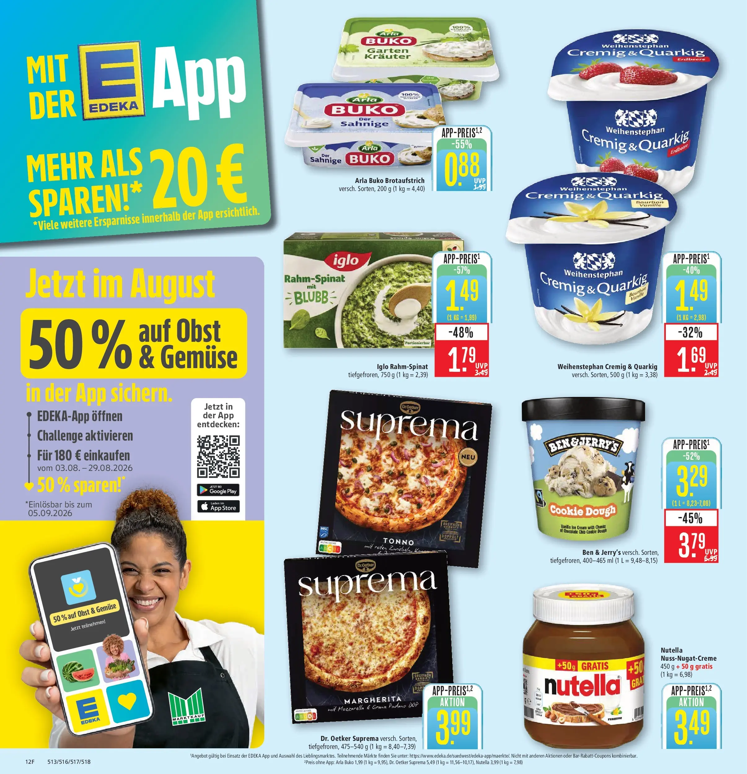 Marktkauf Prospekt Weil Am Rhein (ab 03.08.2026) » Angebote online | Seite: 12 | Produkte: Iglo, Nutella, Ben & Jerry's, Arla buko