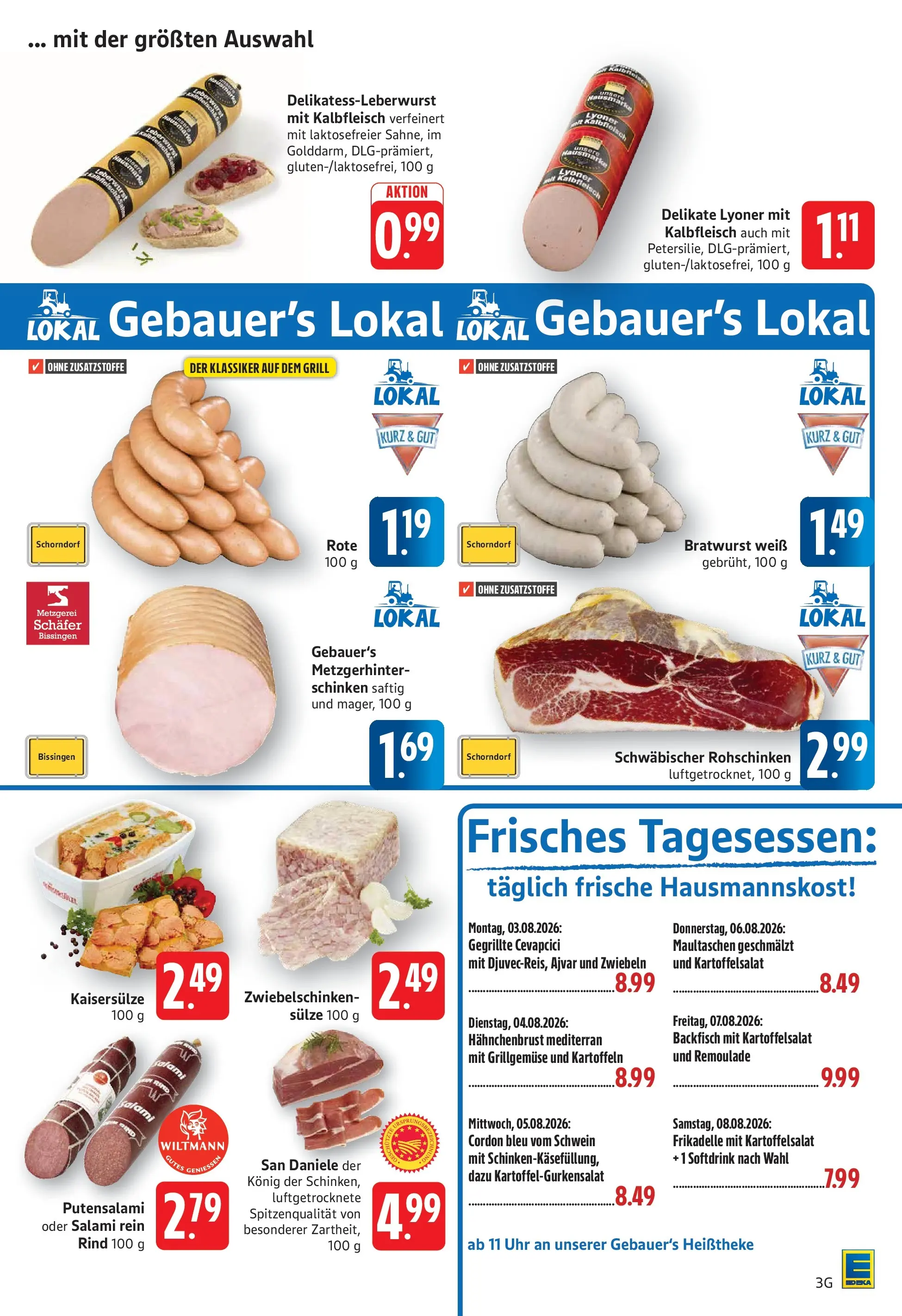 Edeka Prospekt Eislingen (ab 03.08.2026) » Angebote Online | Seite: 3 | Produkte: Grill, Bratwurst, Kartoffeln, Uhr