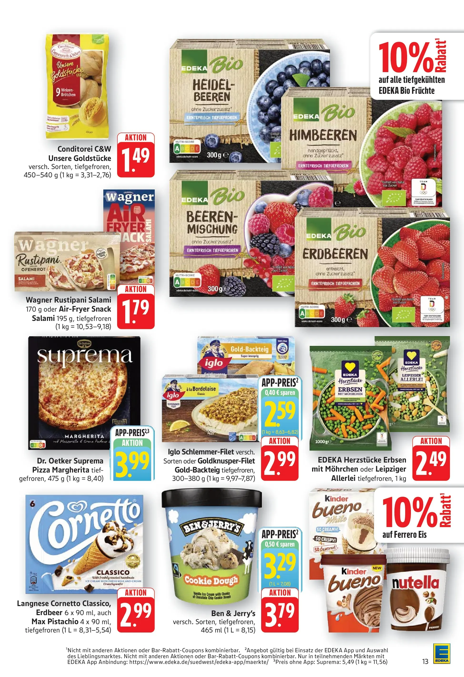 Edeka Prospekt Eislingen (ab 03.08.2026) » Angebote Online | Seite: 13 | Produkte: Langnese, Nutella, Eis, Erbsen