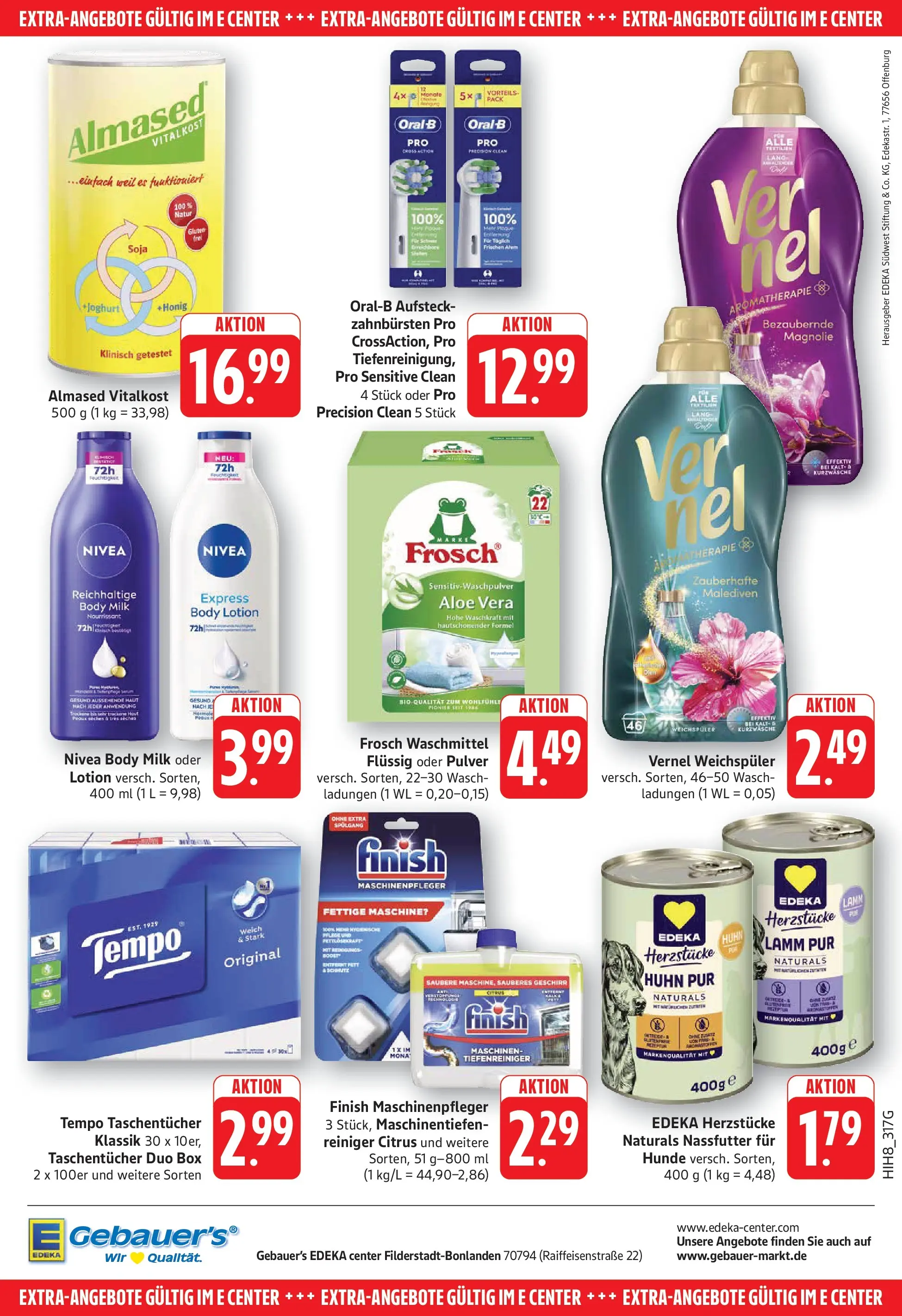 Edeka Prospekt Filderstadt-Bonlanden (ab 03.08.2026) » Angebote Online | Seite: 28 | Produkte: Finish, Waschmittel, Body Lotion, Vernel