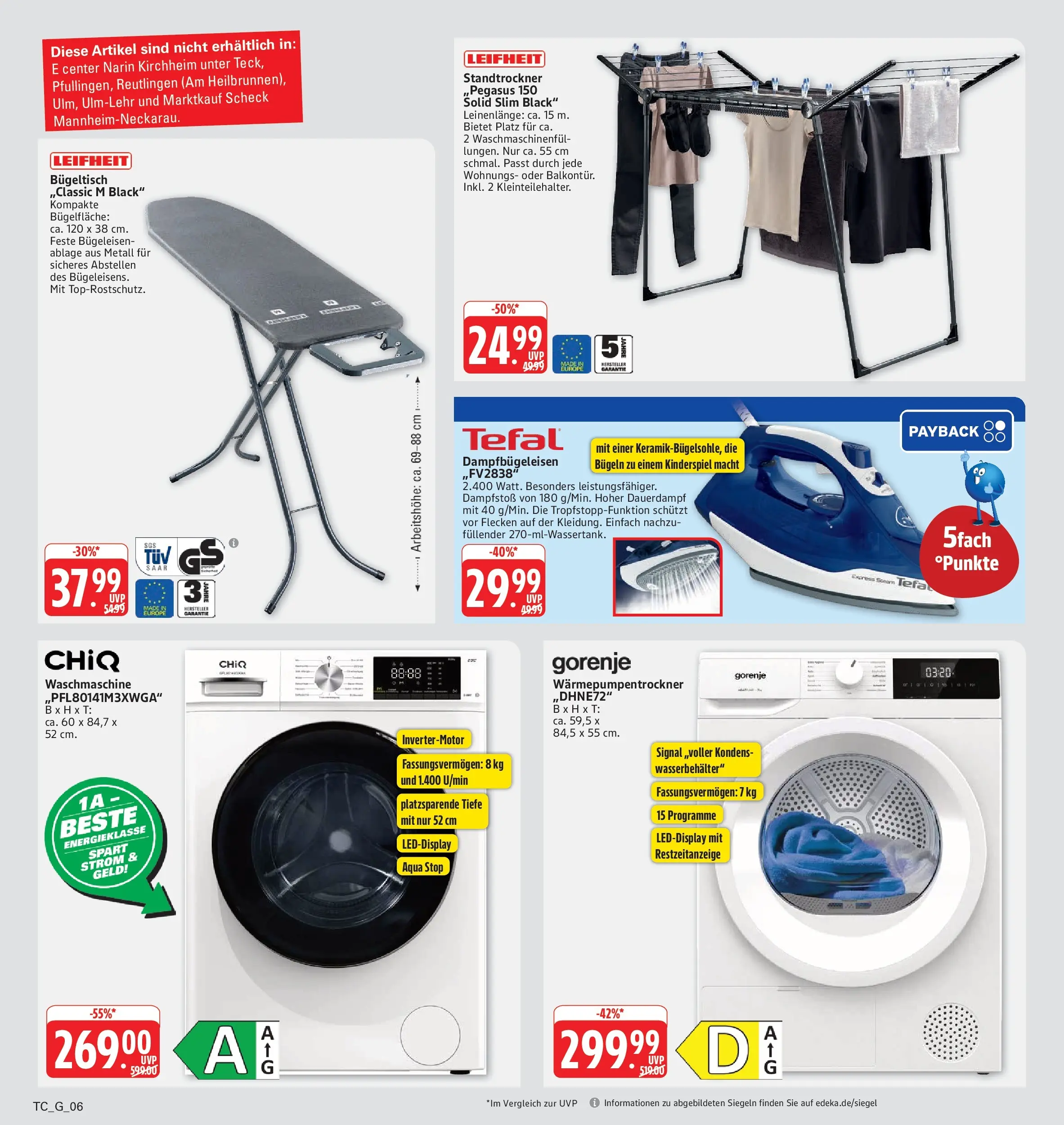 Edeka Prospekt Eislingen (ab 03.08.2026) » Angebote Online | Seite: 34 | Produkte: Gorenje, Bügeleisen, Waschmaschine