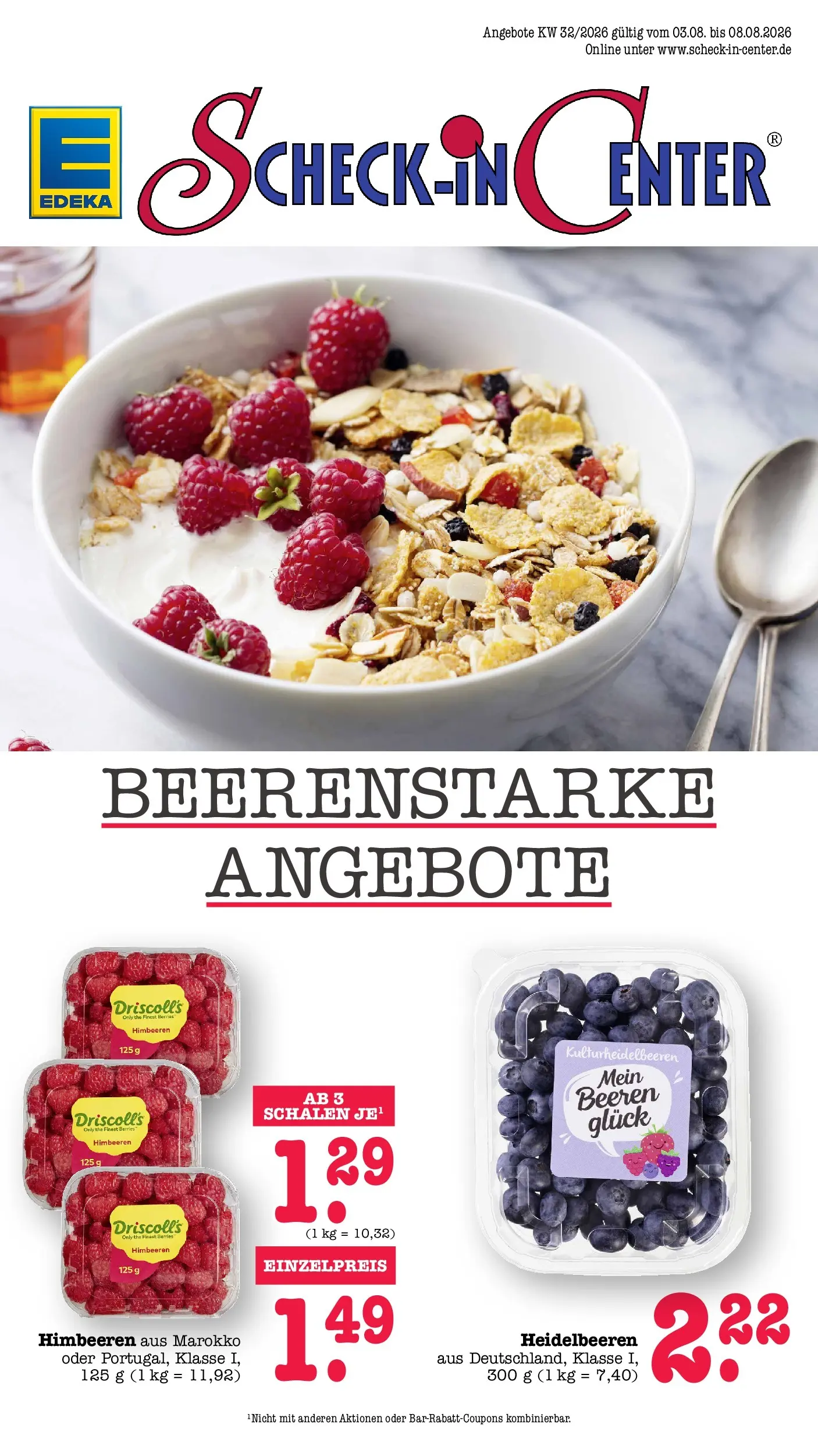 Edeka Prospekt Karlsruhe (ab 03.08.2026) » Angebote Online | Seite: 1 | Produkte: Himbeeren, Heidelbeeren