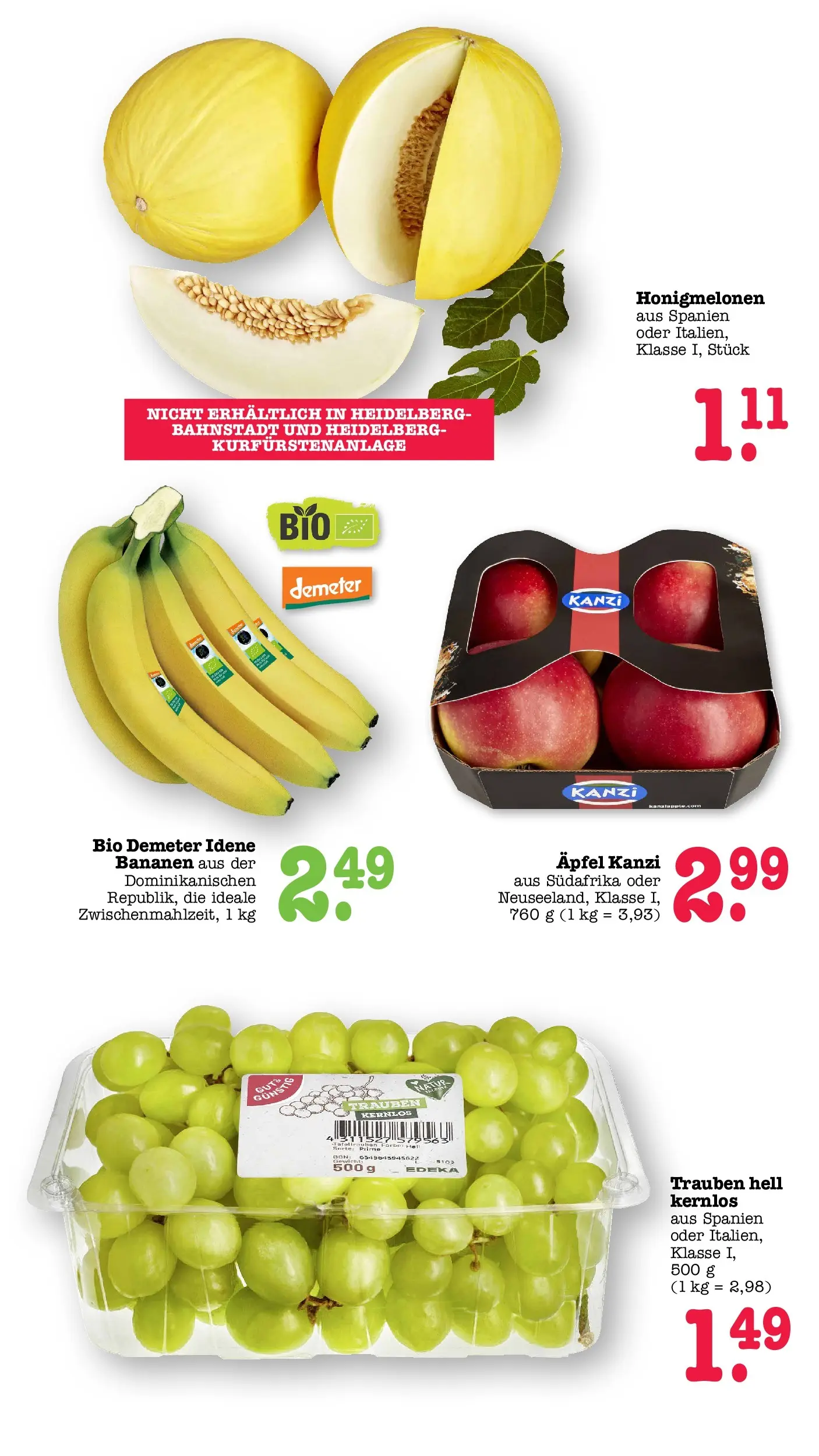 Edeka Prospekt Heidelberg (ab 03.08.2026) » Angebote Online | Seite: 18 | Produkte: Gewicht, Trauben, Äpfel, Bananen