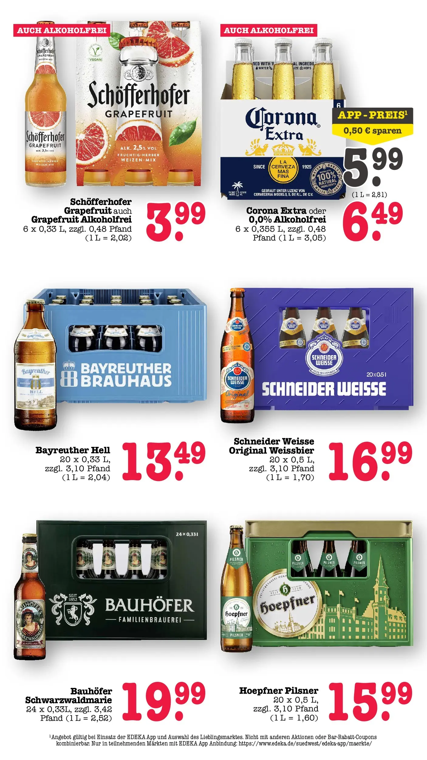 Edeka Prospekt Karlsruhe (ab 03.08.2026) » Angebote Online | Seite: 42 | Produkte: Bayreuther hell, Weißbier, Grapefruit