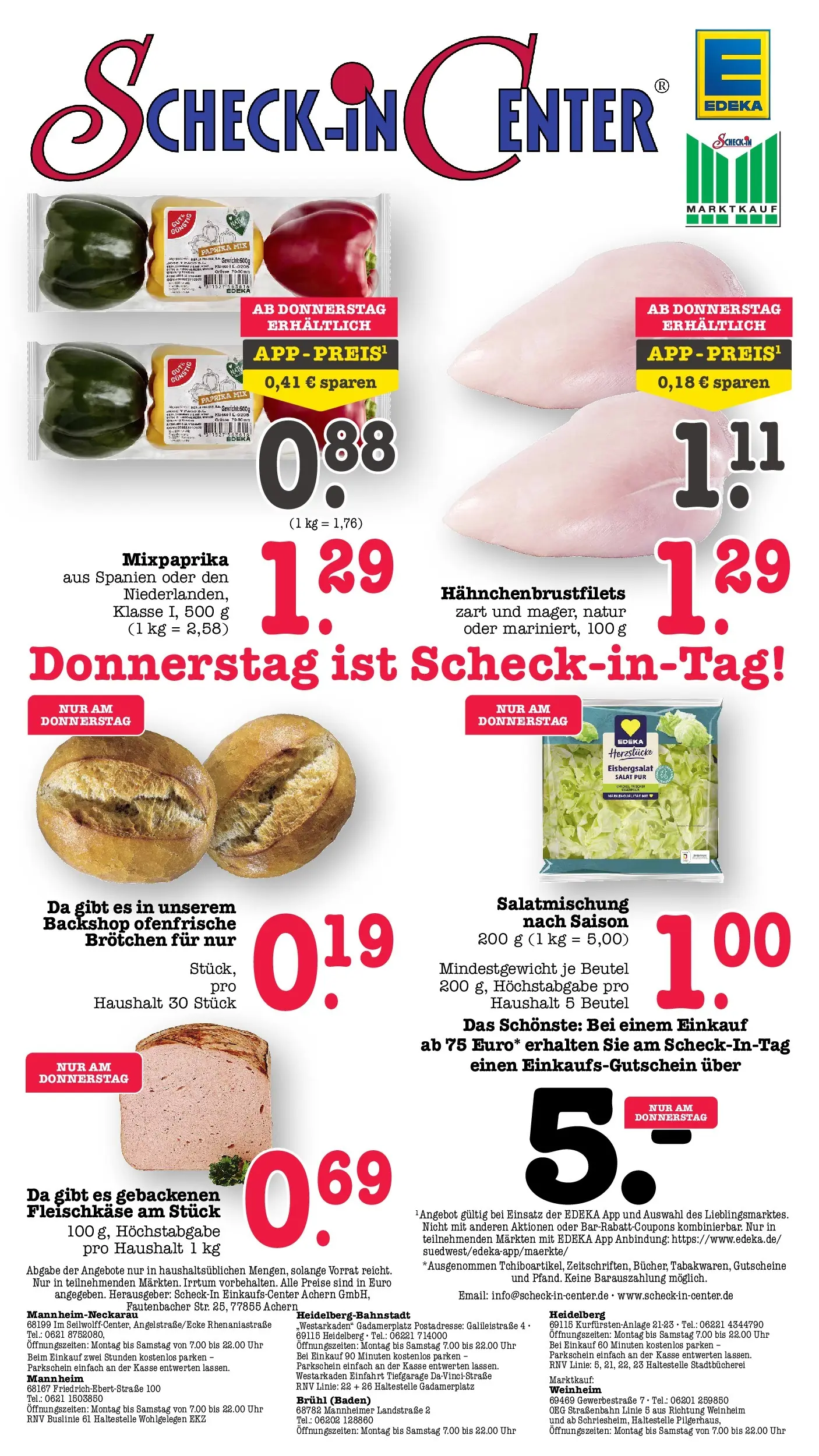 Edeka Prospekt Heidelberg (ab 03.08.2026) » Angebote Online | Seite: 60 | Produkte: Eisbergsalat, Ofenfrische, Paprika, Uhr