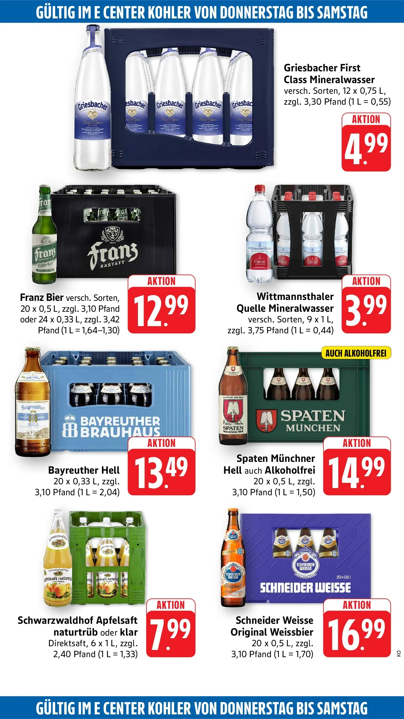 Edeka Prospekt Offenburg (ab 03.08.2026) » Angebote Online | Seite: 44 | Produkte: Bayreuther hell, Bier, Apfelsaft, Mineralwasser